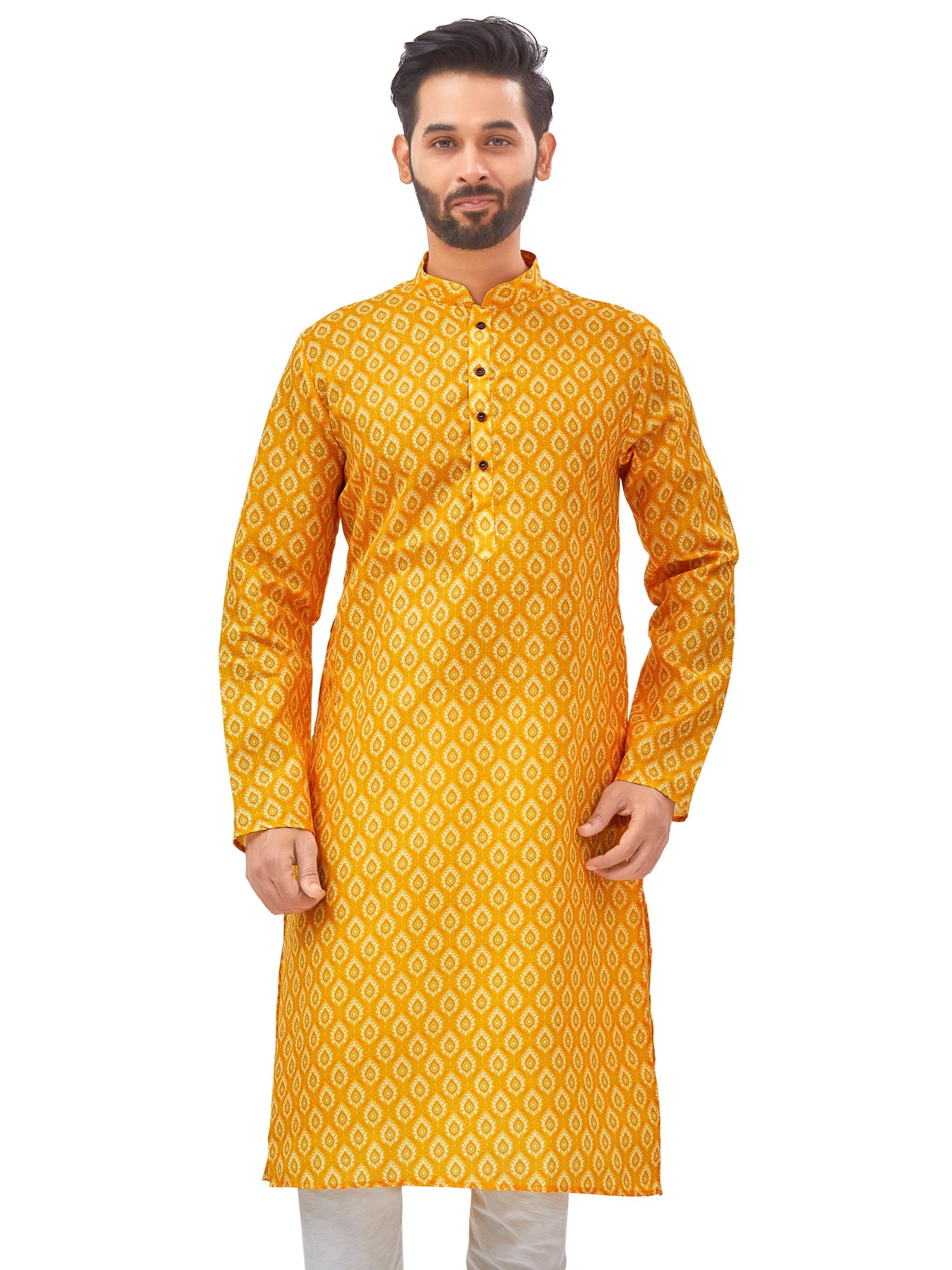 Mens Silk Printed Kurta - Roop Darshan
