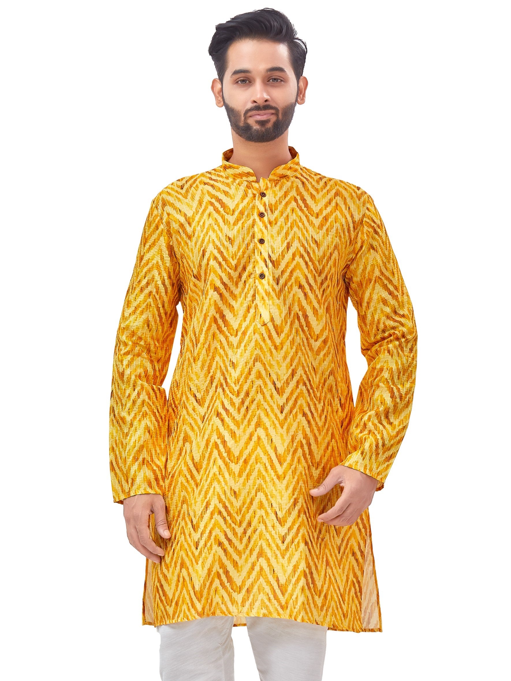 Mens Silk Printed Kurta - Roop Darshan