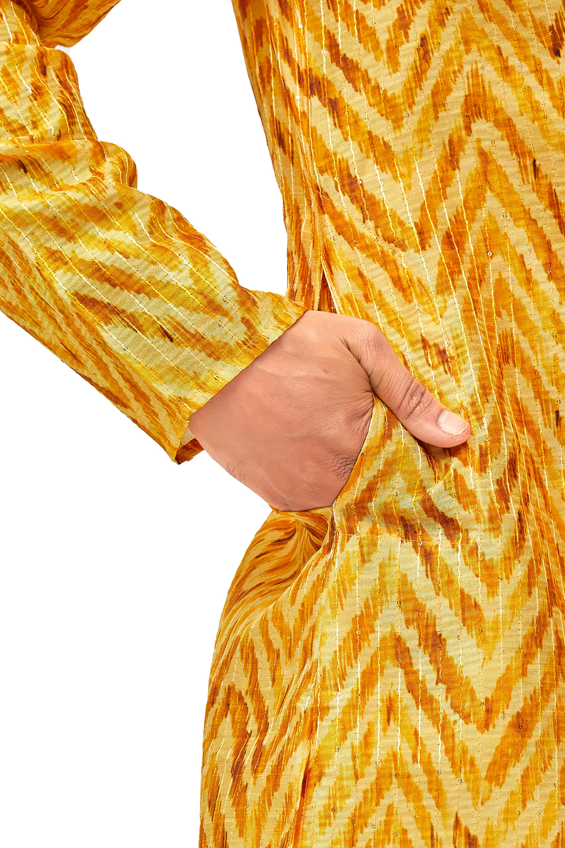Mens Silk Printed Kurta - Roop Darshan