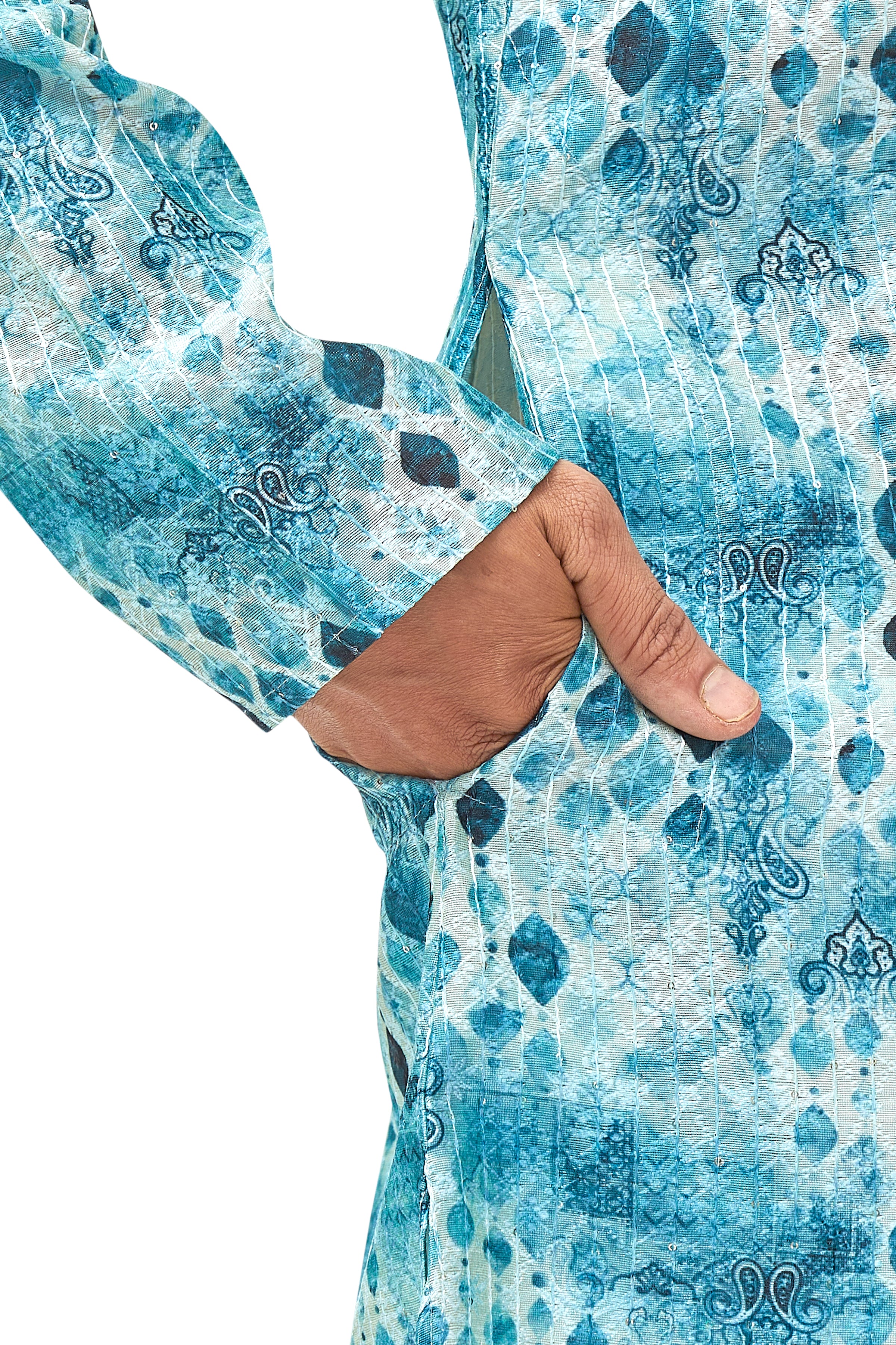 Mens Silk Printed Kurta - Roop Darshan