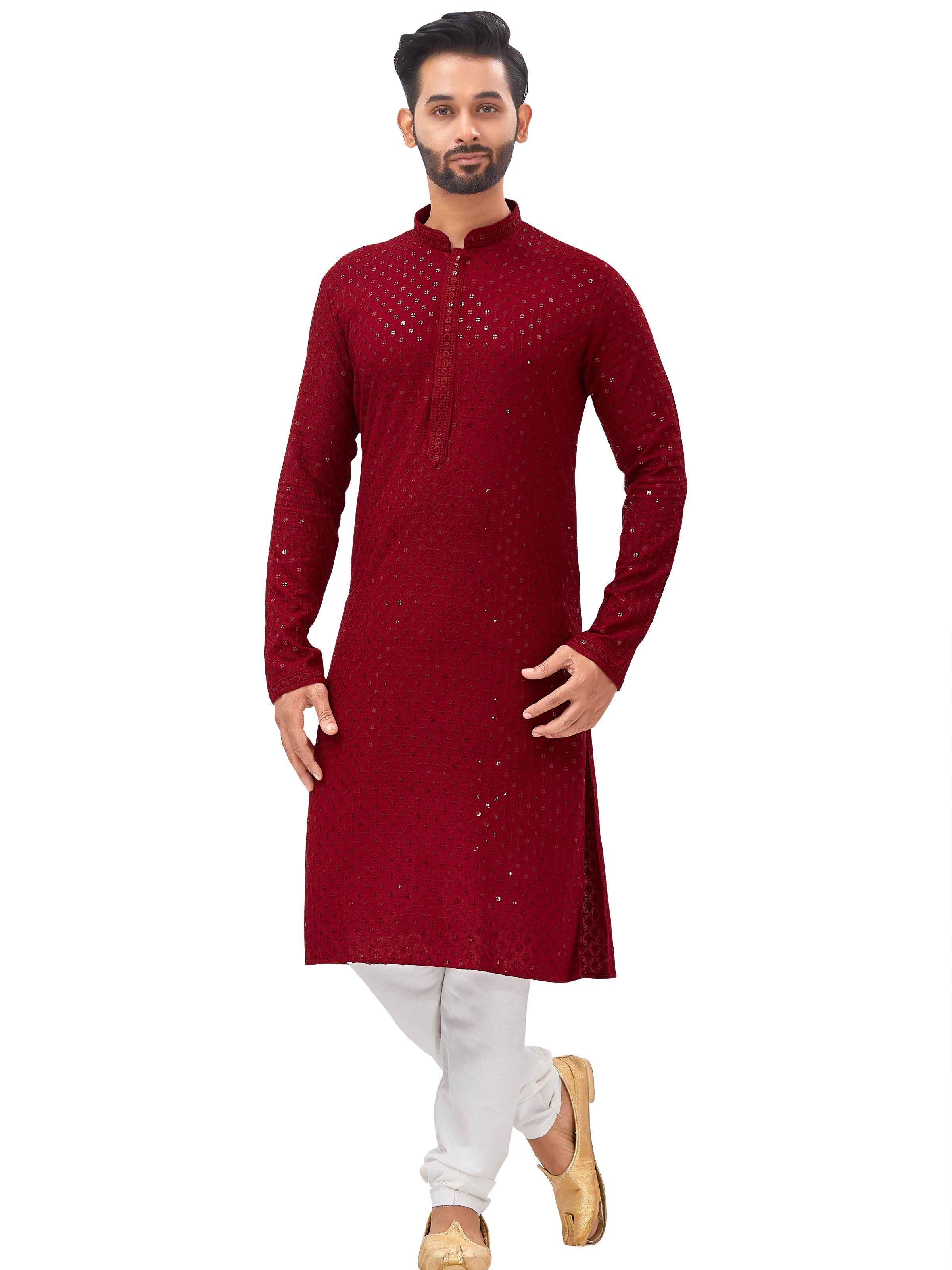 Mens Resham Embroidered Kurta Set - Roop Darshan