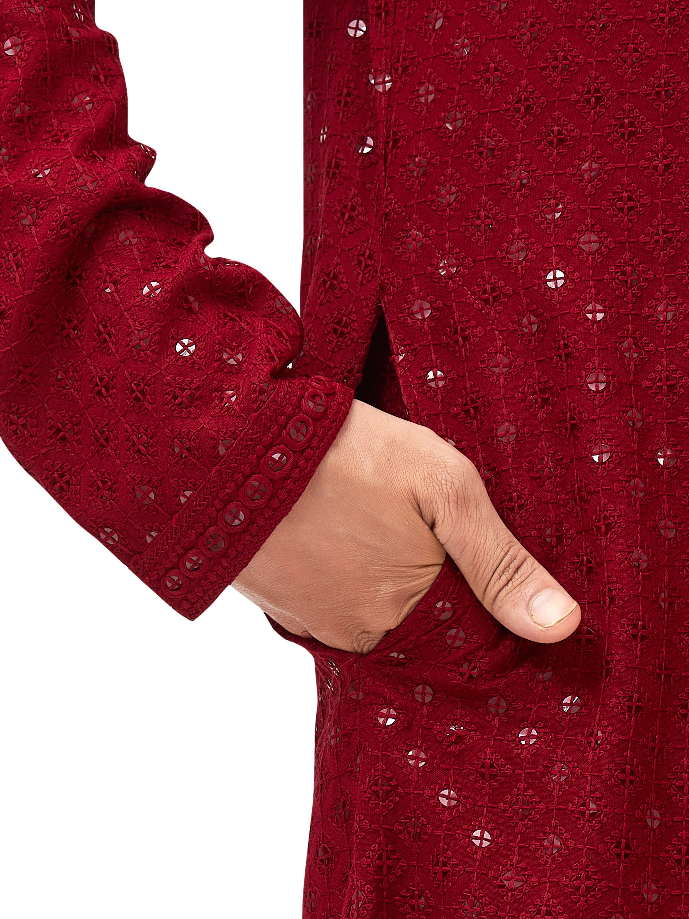 Mens Resham Embroidered Kurta Set - Roop Darshan