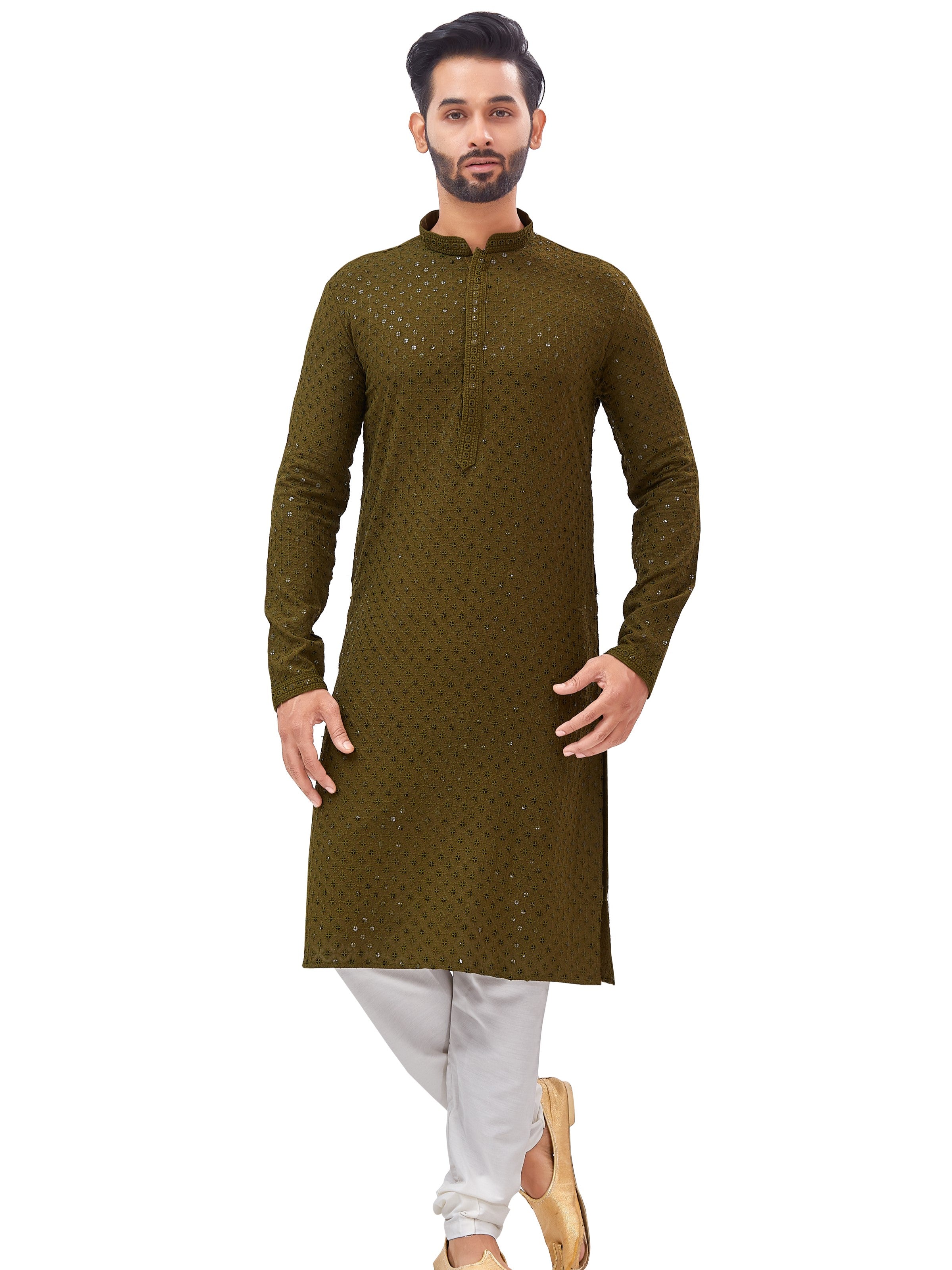 Mens Resham Embroidered Kurta Set - Roop Darshan