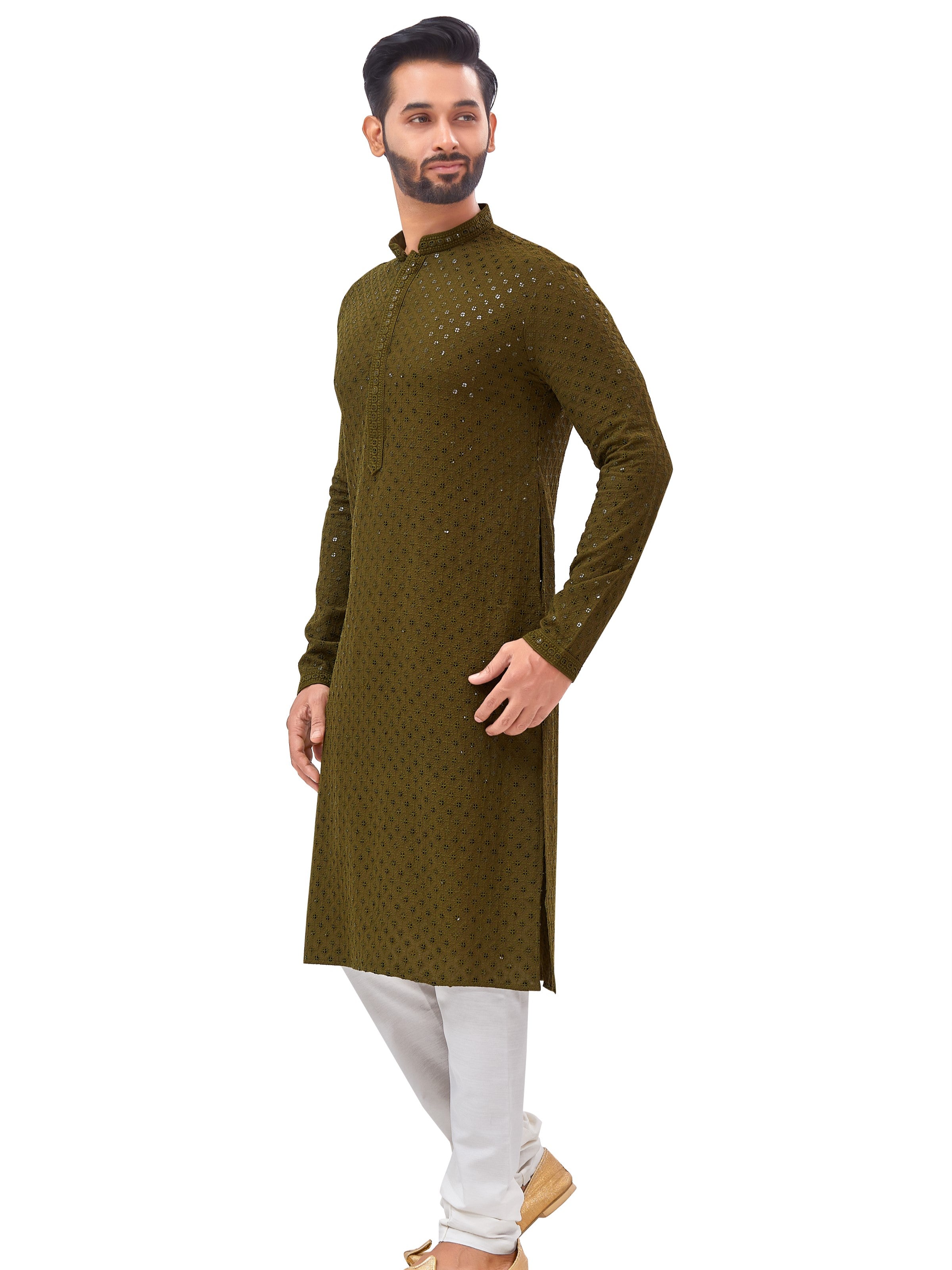 Mens Resham Embroidered Kurta Set - Roop Darshan
