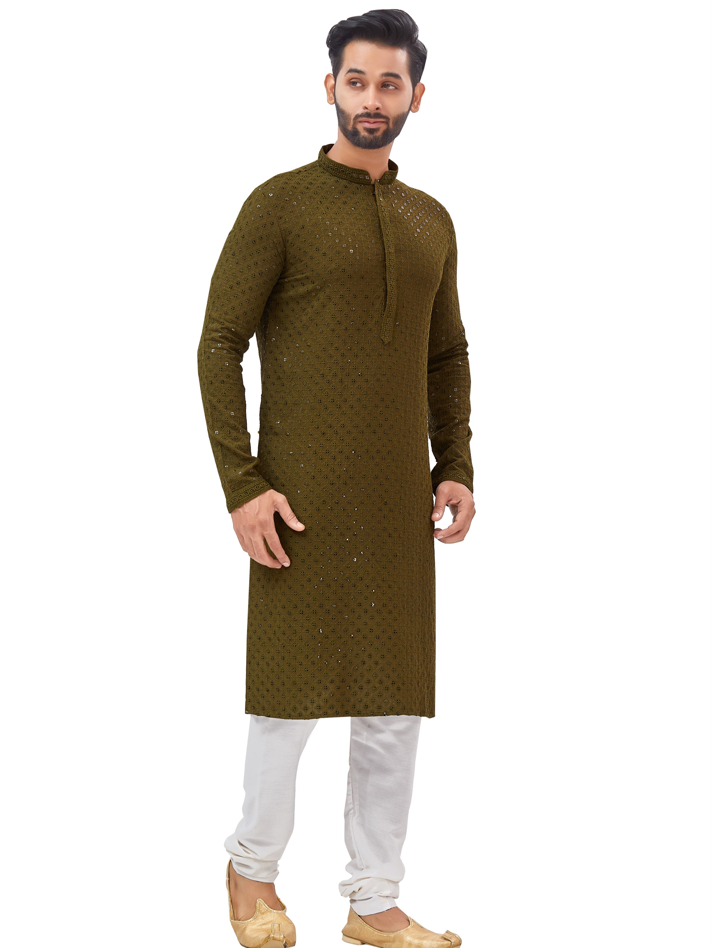 Mens Resham Embroidered Kurta Set - Roop Darshan
