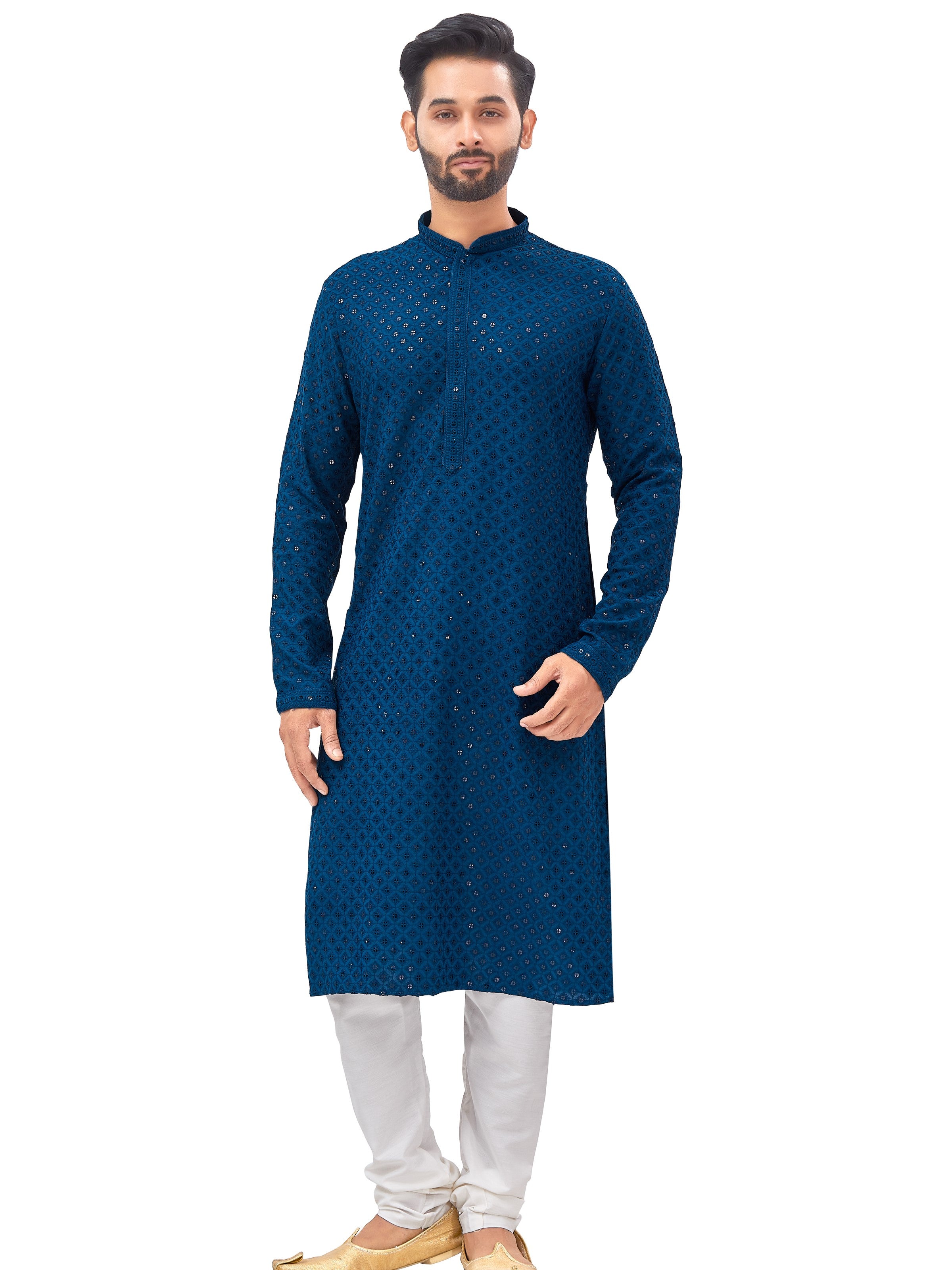Mens Resham Embroidered Kurta Set - Roop Darshan