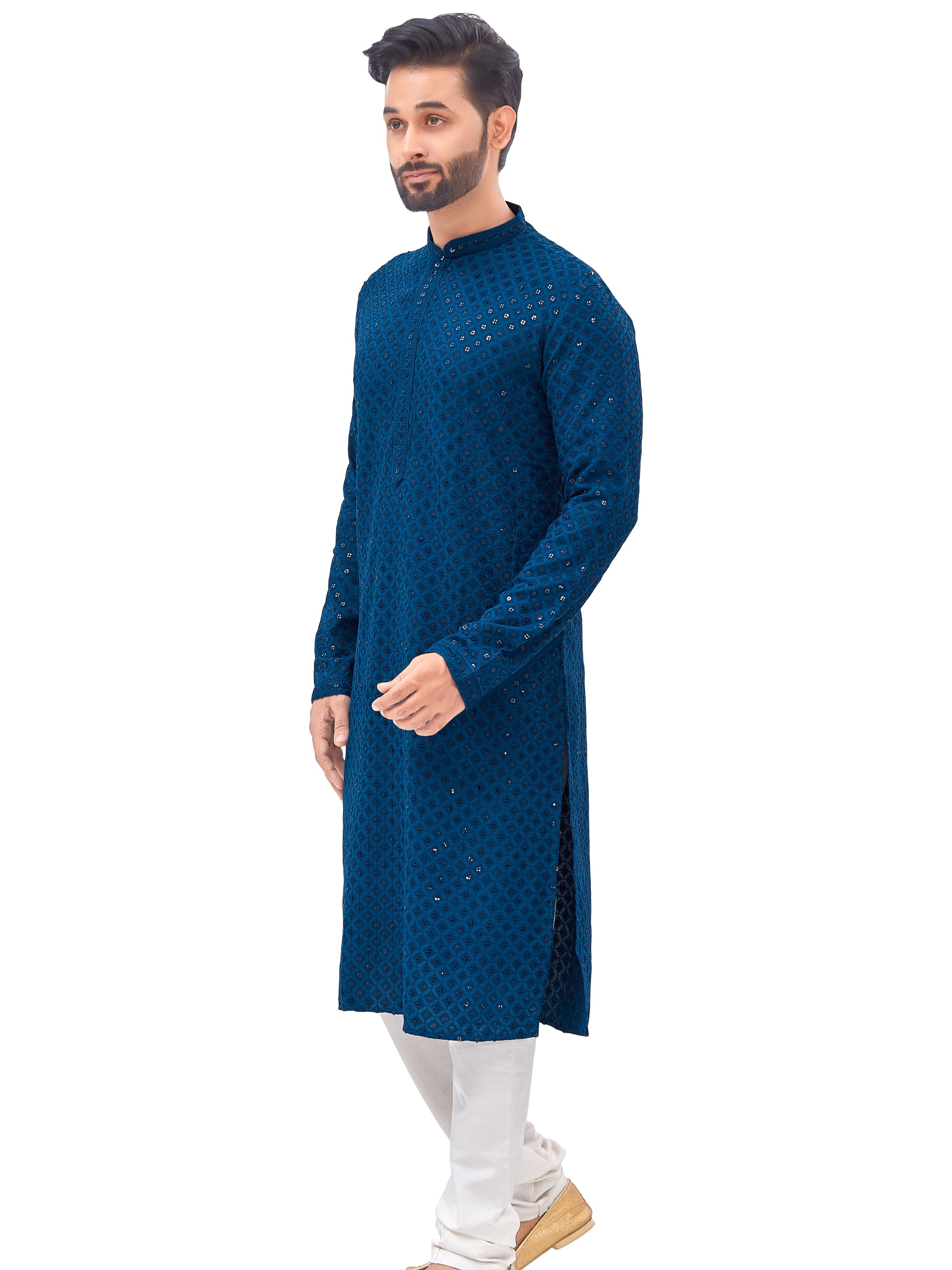 Mens Resham Embroidered Kurta Set - Roop Darshan