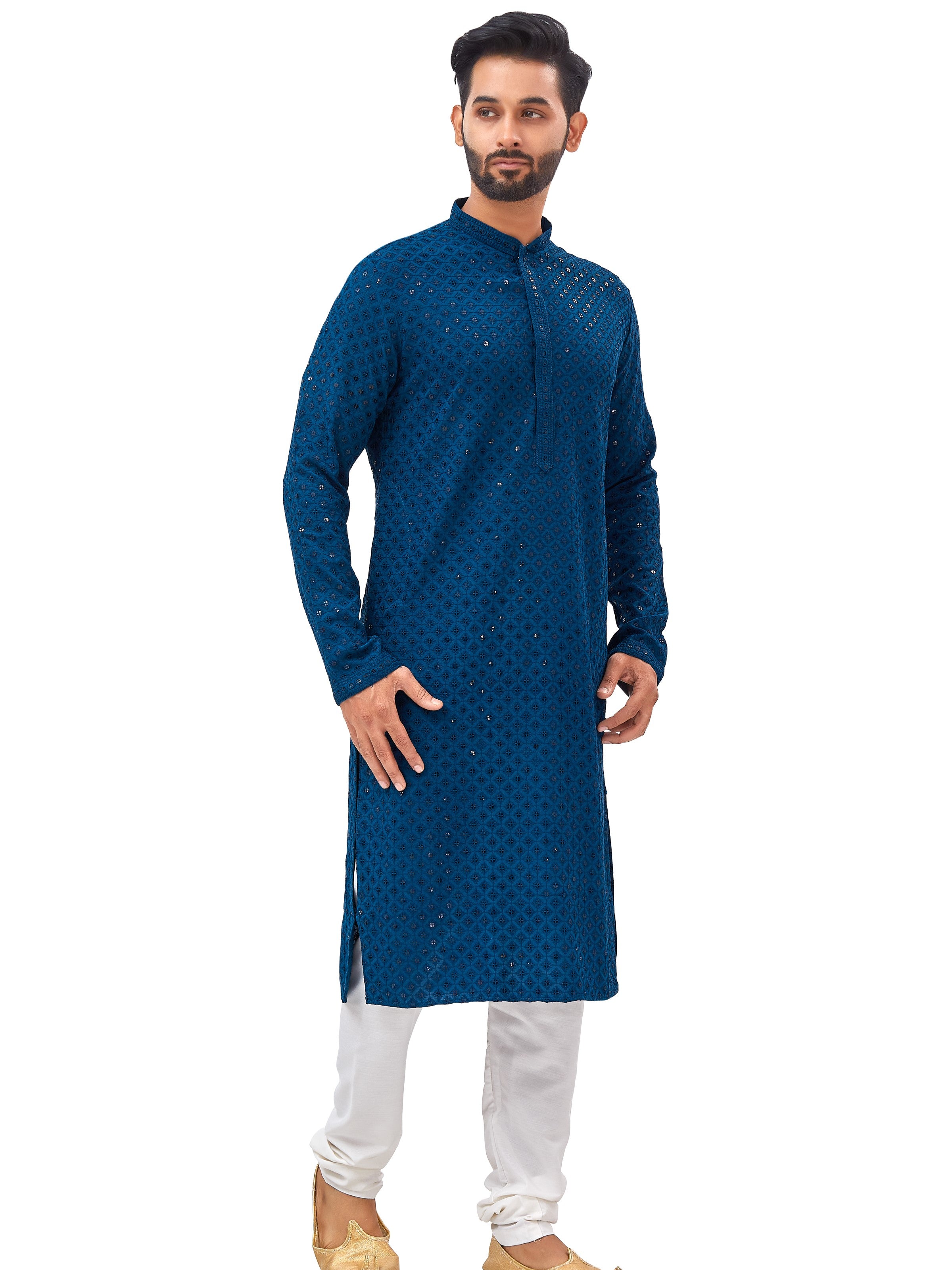 Mens Resham Embroidered Kurta Set - Roop Darshan