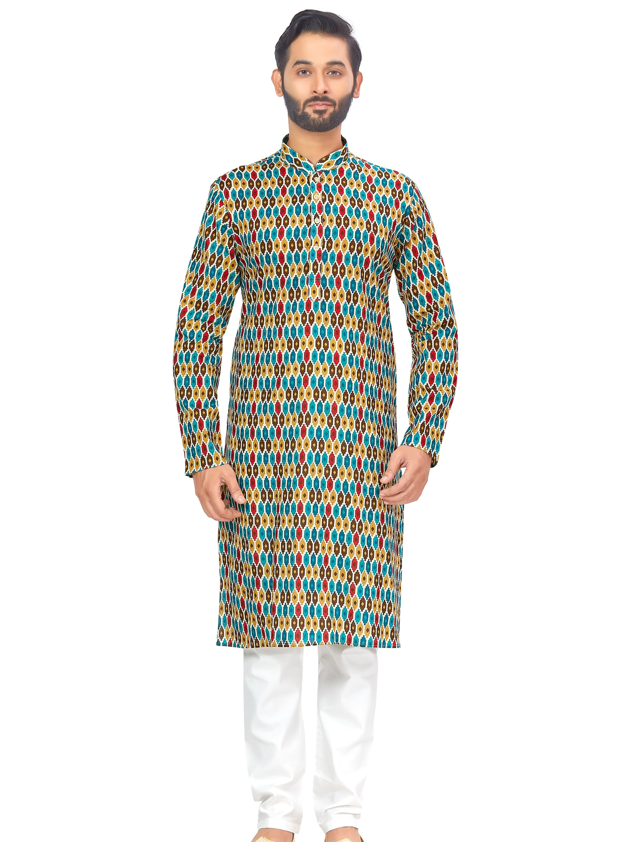 Mens Printed Kurta Set - Roop Darshan