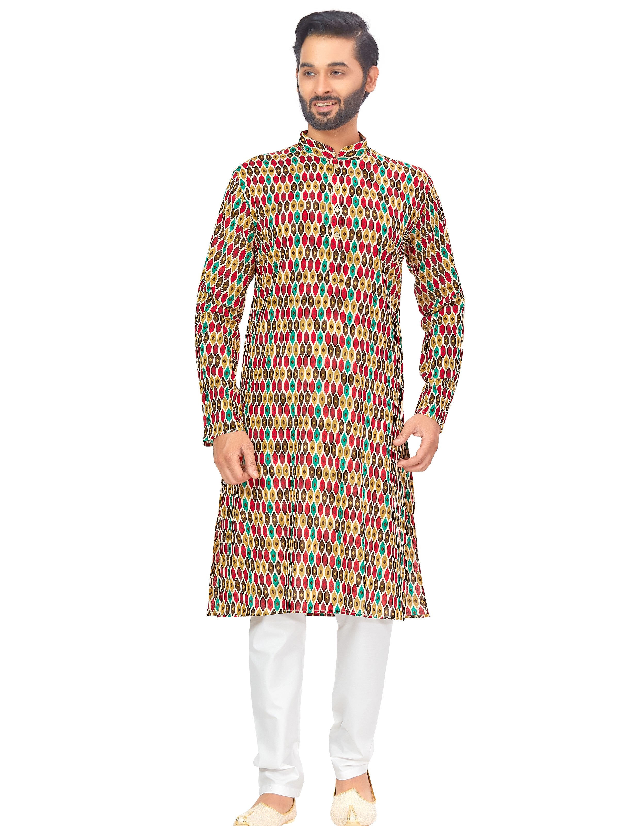 Mens Printed Kurta Set - Roop Darshan