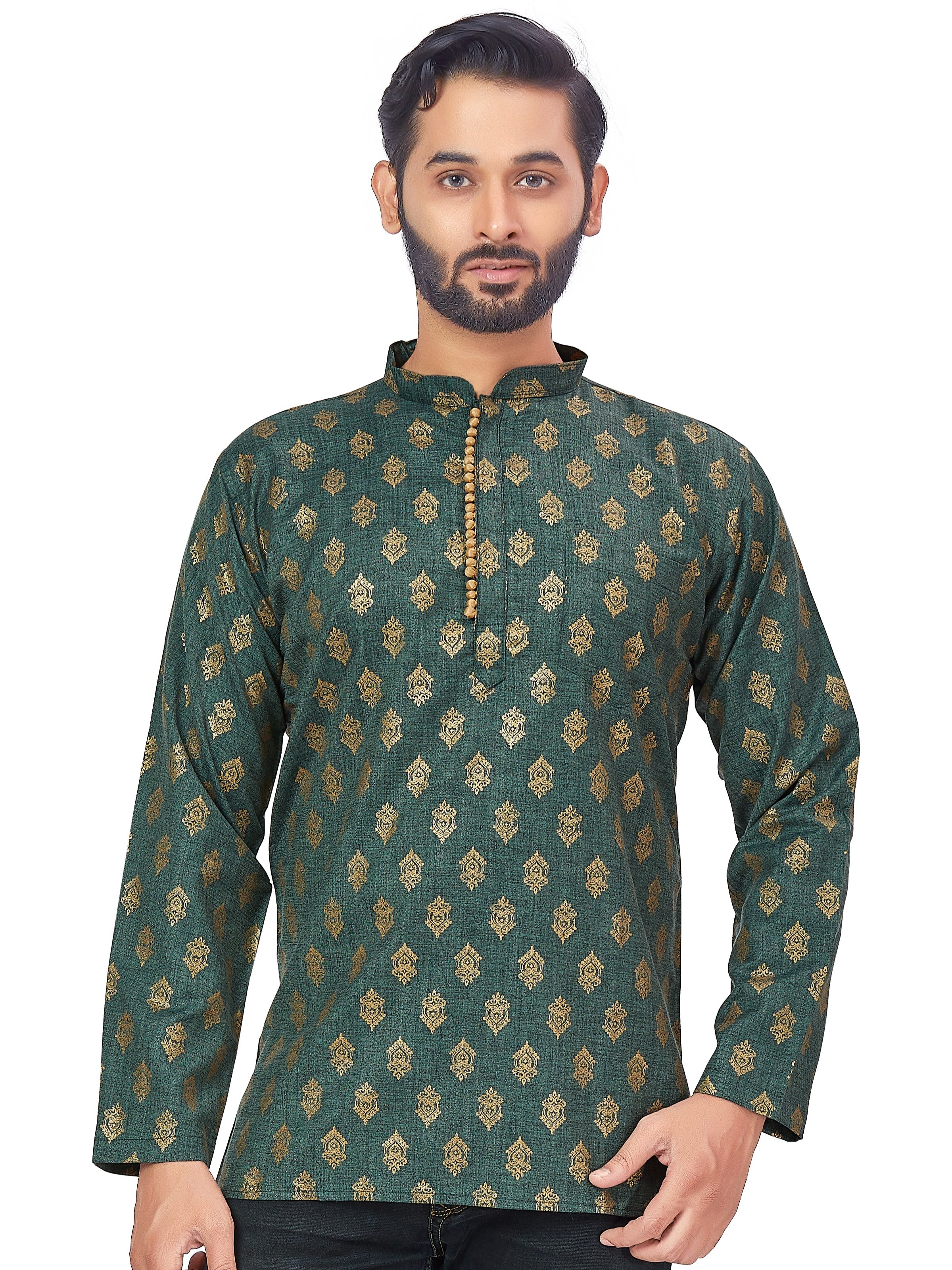 Mens Printed Bandhgala Kurta - Roop Darshan