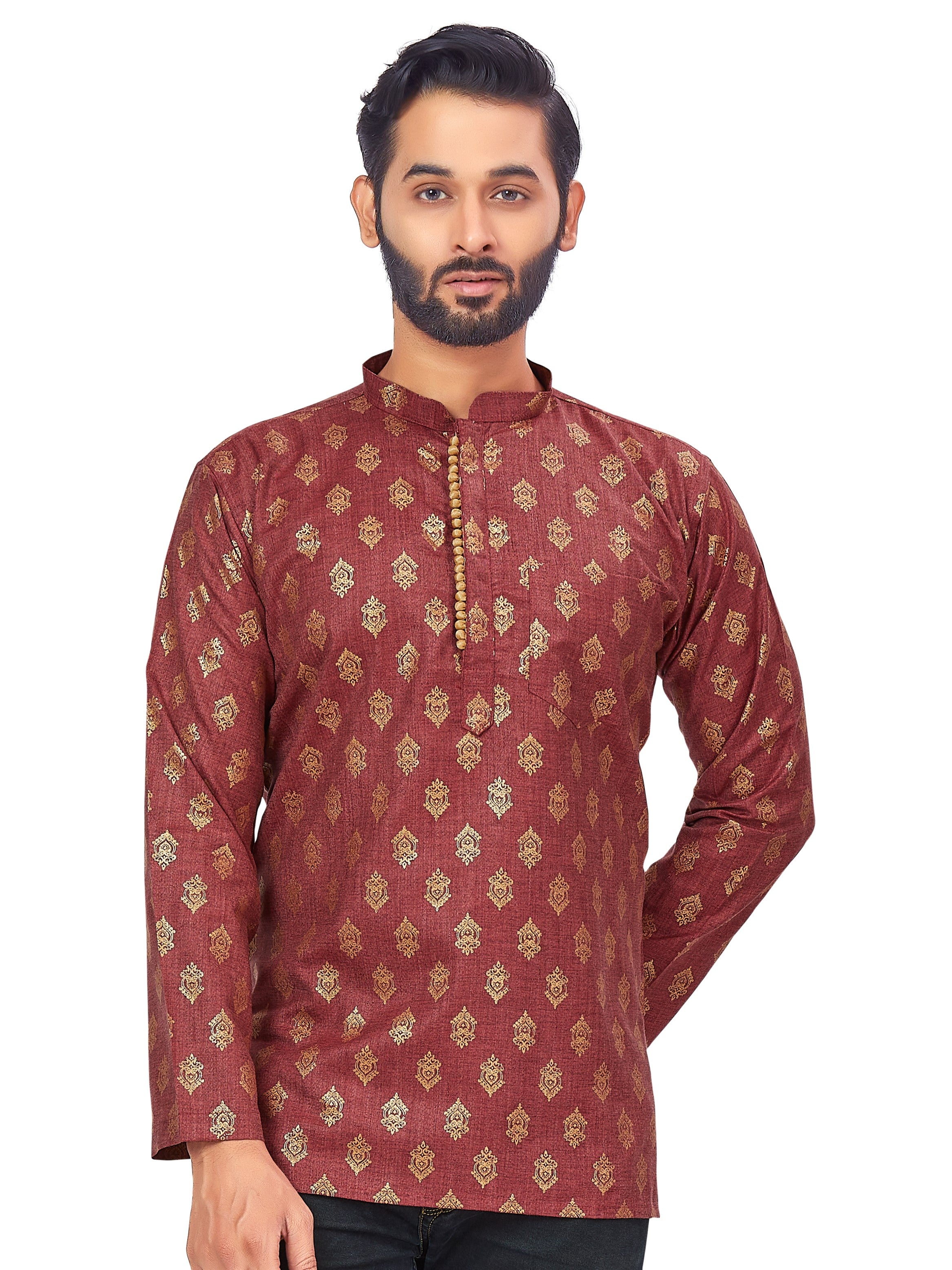 Mens Printed Bandhgala Kurta - Roop Darshan