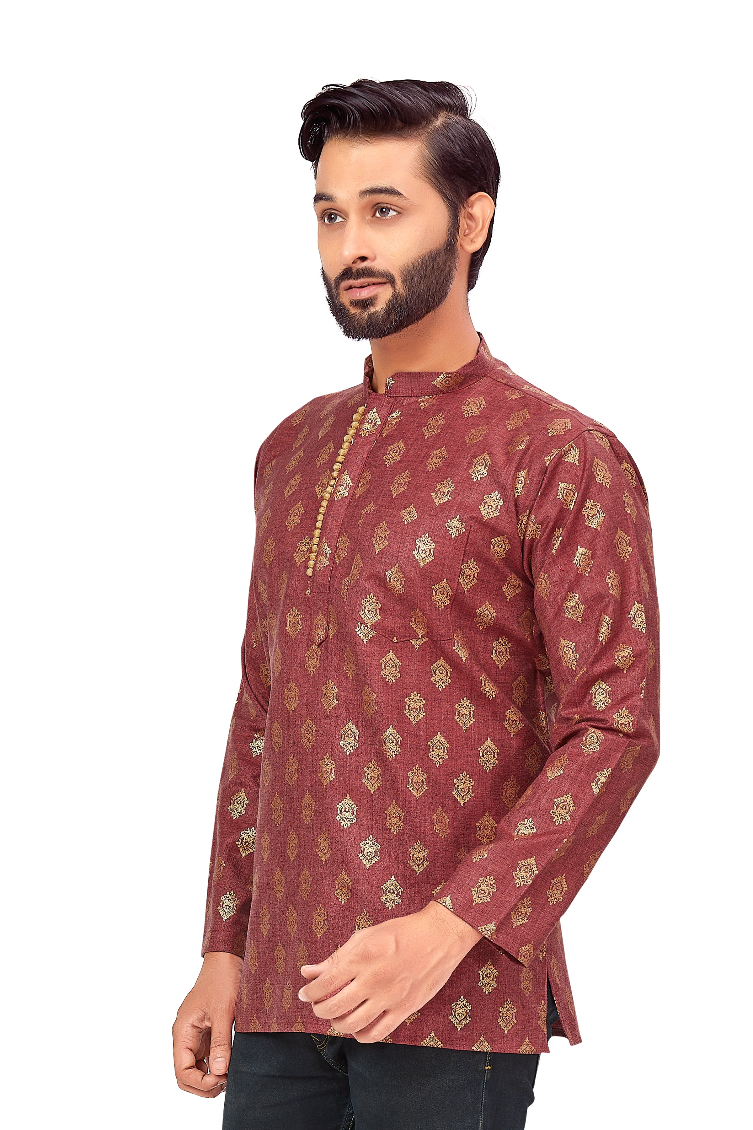 Mens Printed Bandhgala Kurta - Roop Darshan