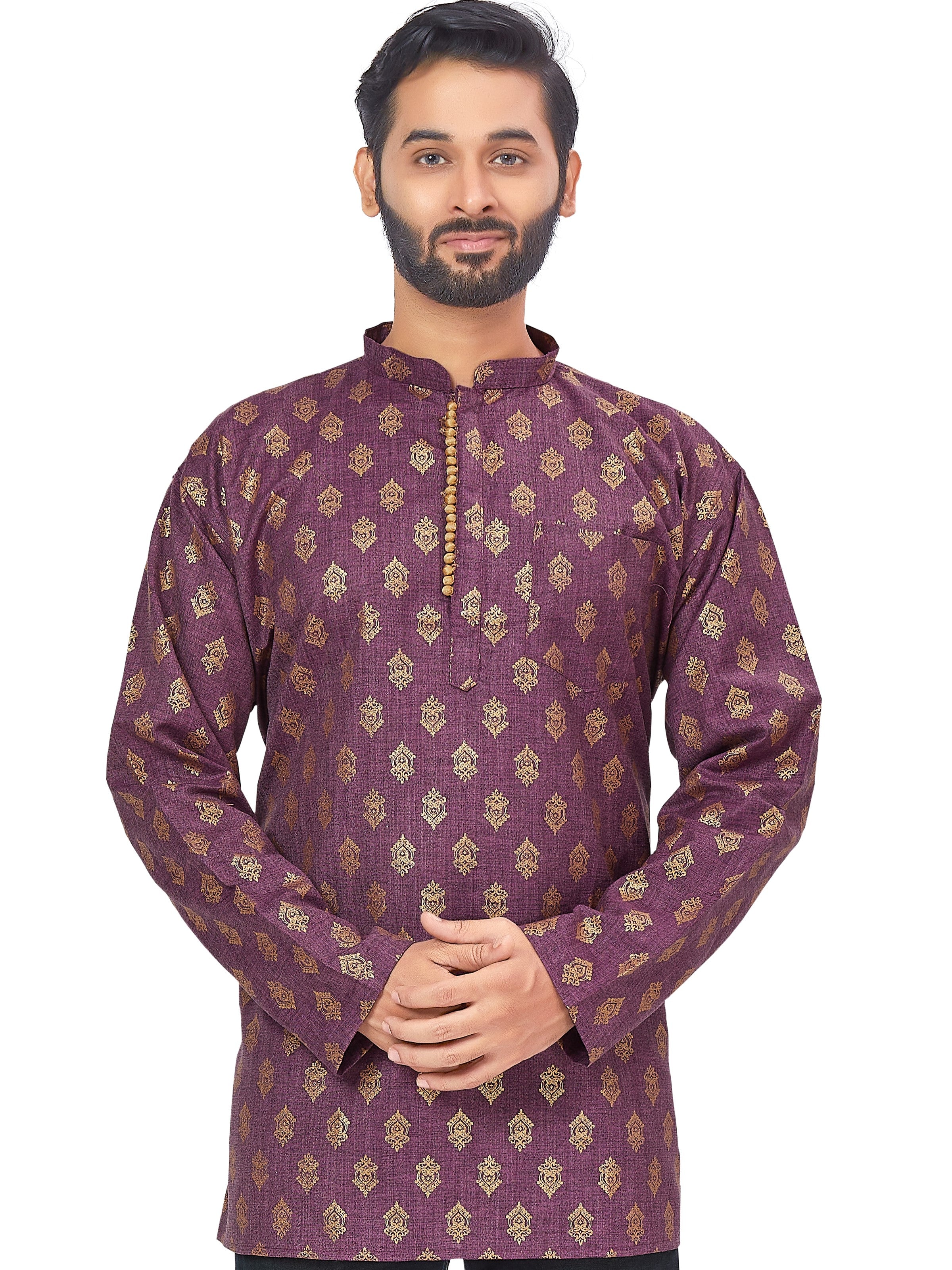 Mens Printed Bandhgala Kurta - Roop Darshan