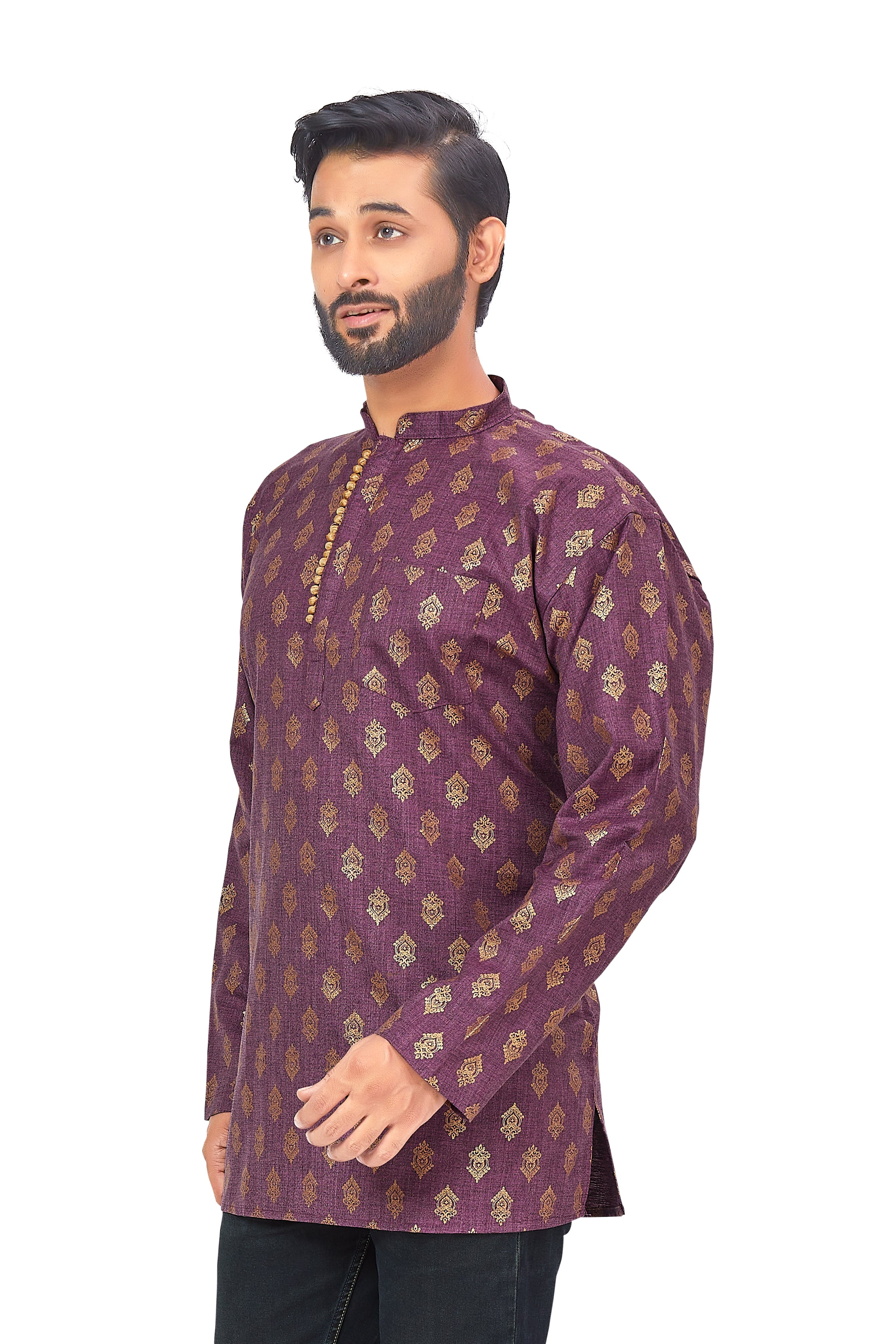 Mens Printed Bandhgala Kurta - Roop Darshan