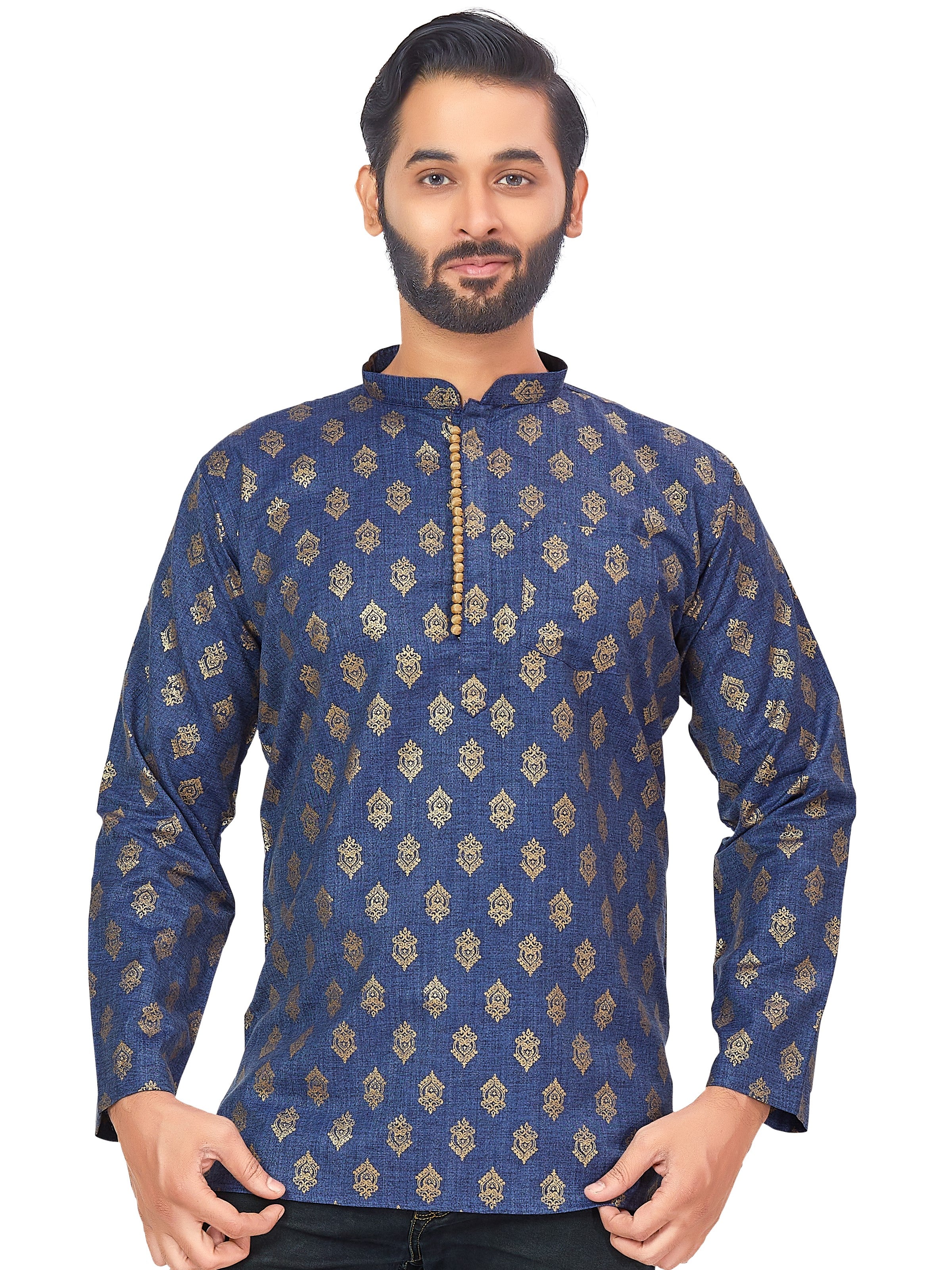 Mens Printed Bandhgala Kurta - Roop Darshan