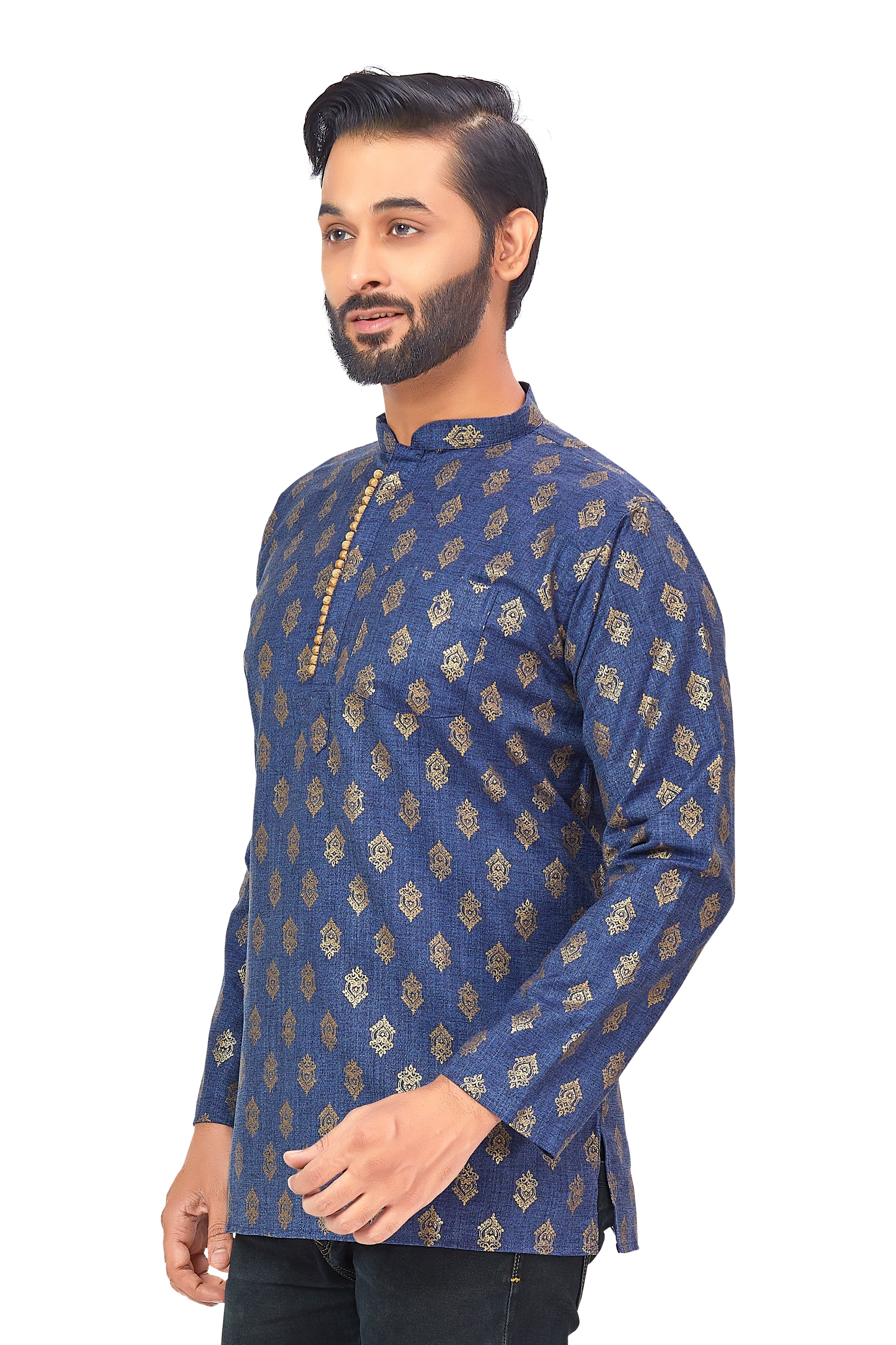 Mens Printed Bandhgala Kurta - Roop Darshan