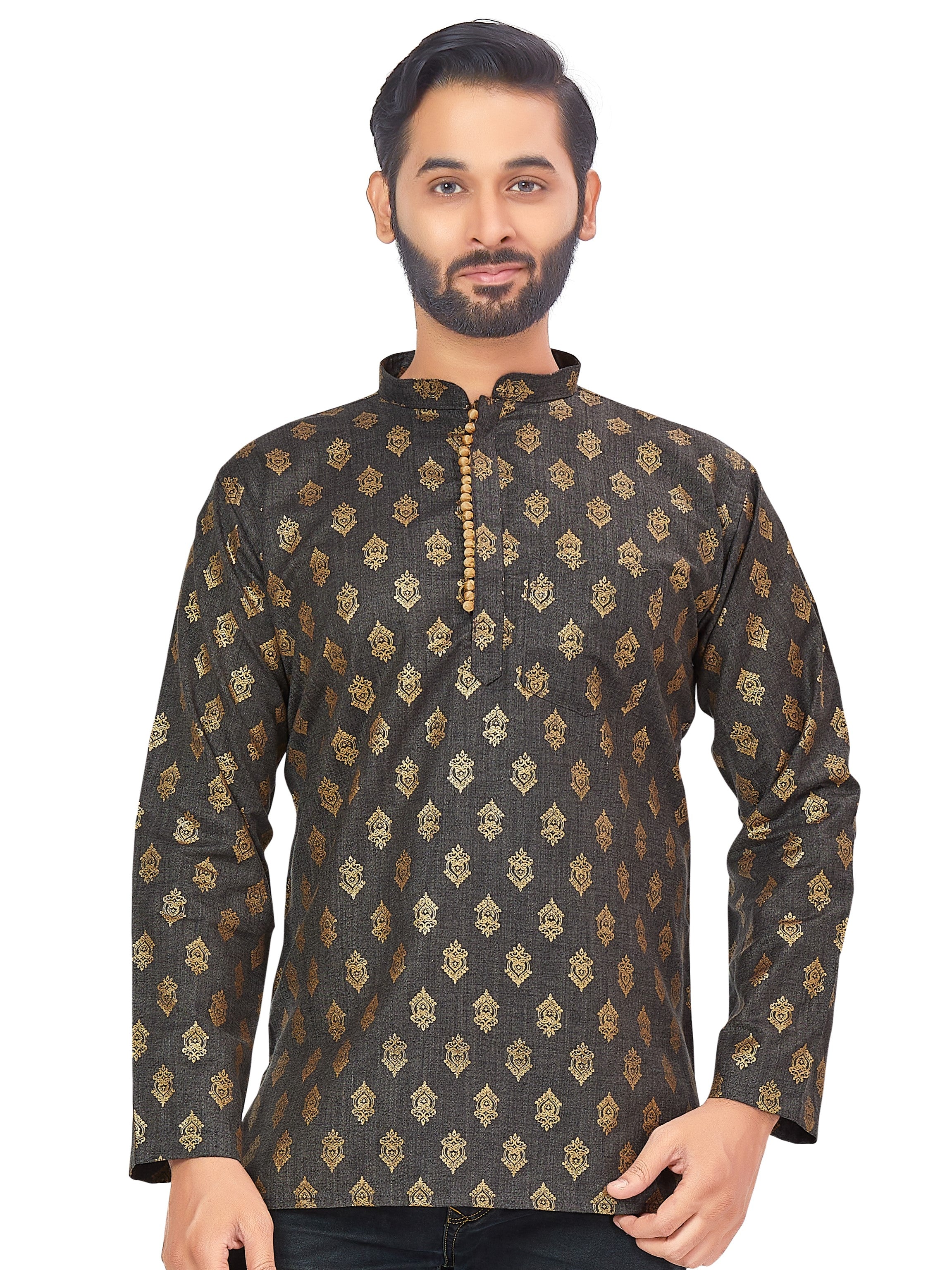 Mens Printed Bandhgala Kurta - Roop Darshan