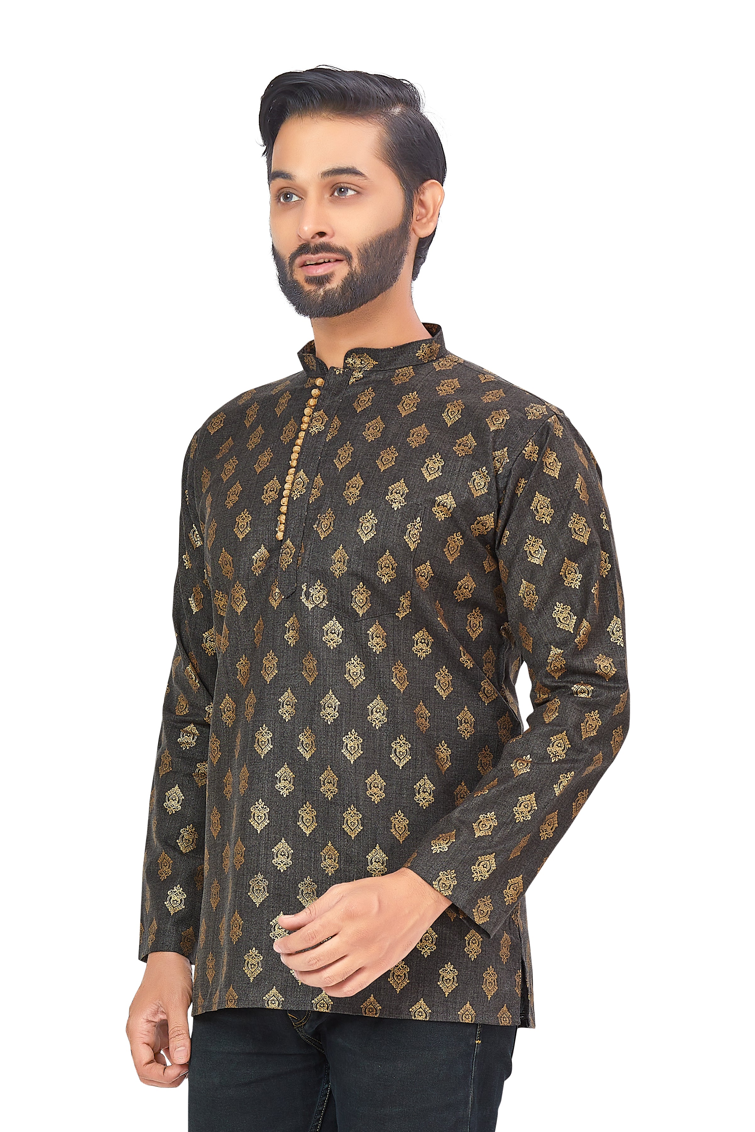 Mens Printed Bandhgala Kurta - Roop Darshan