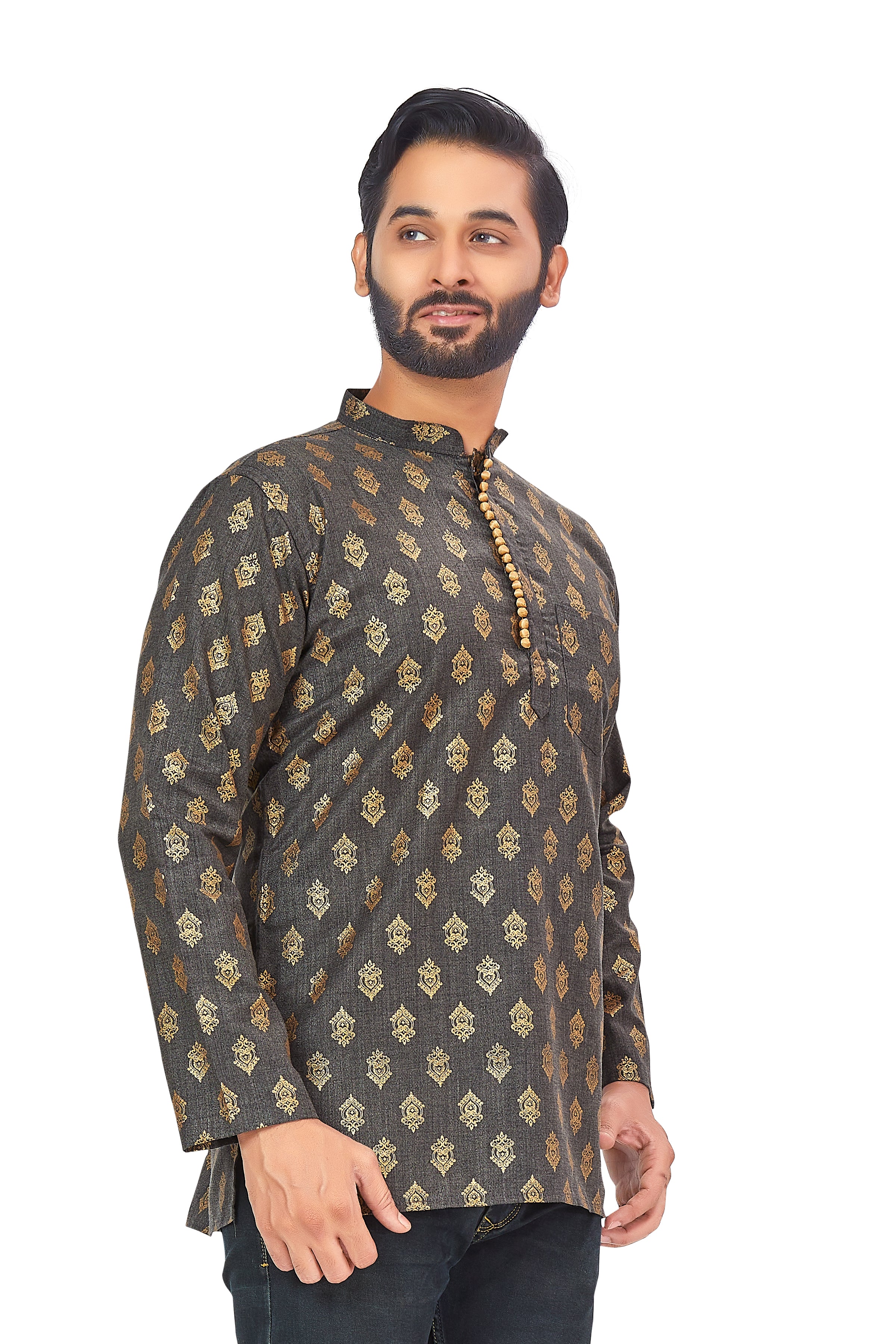 Mens Printed Bandhgala Kurta - Roop Darshan