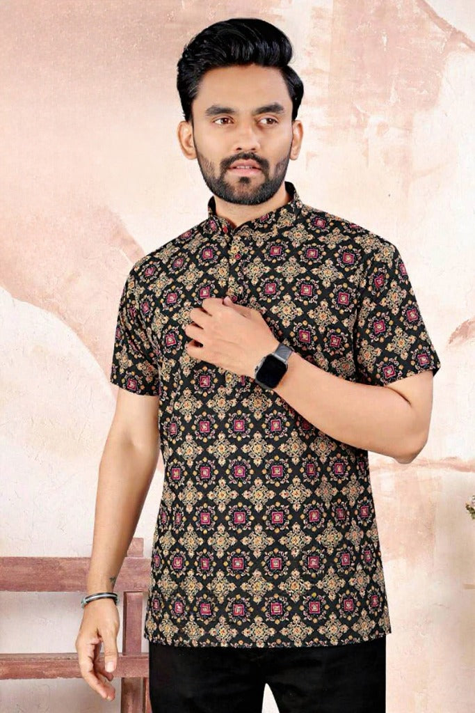Mens Cotton Printed Kurta
