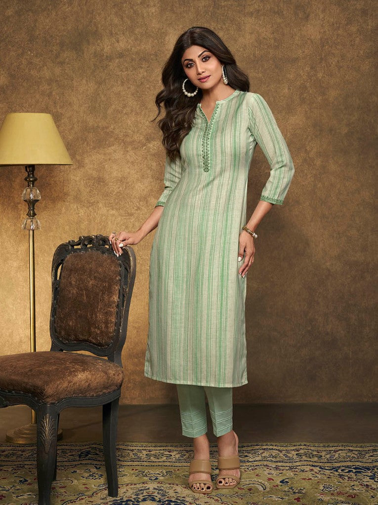 Samya Silk Printed Kurti With Pant - Roop Darshan