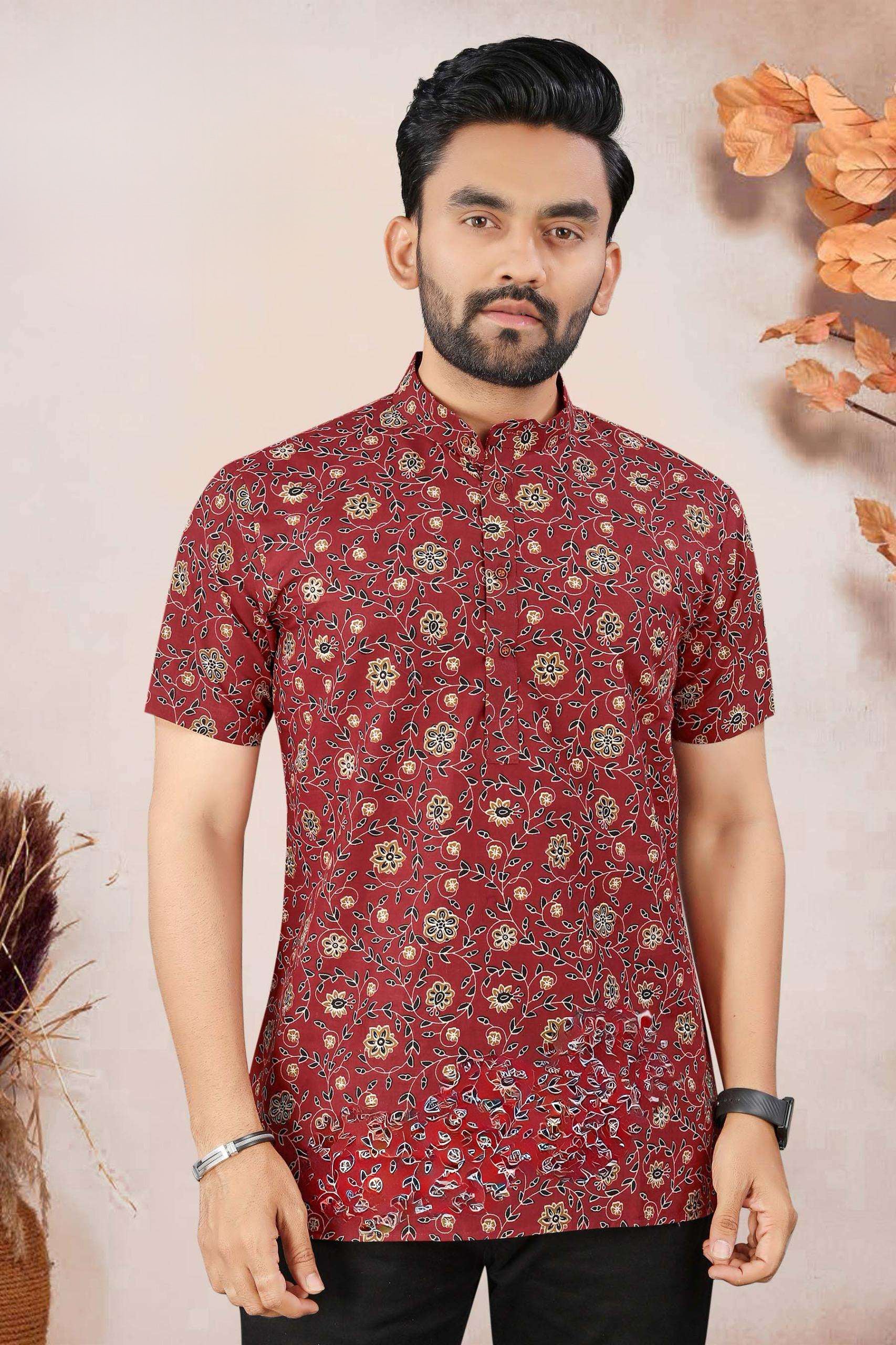 Mens Cotton Printed Kurta