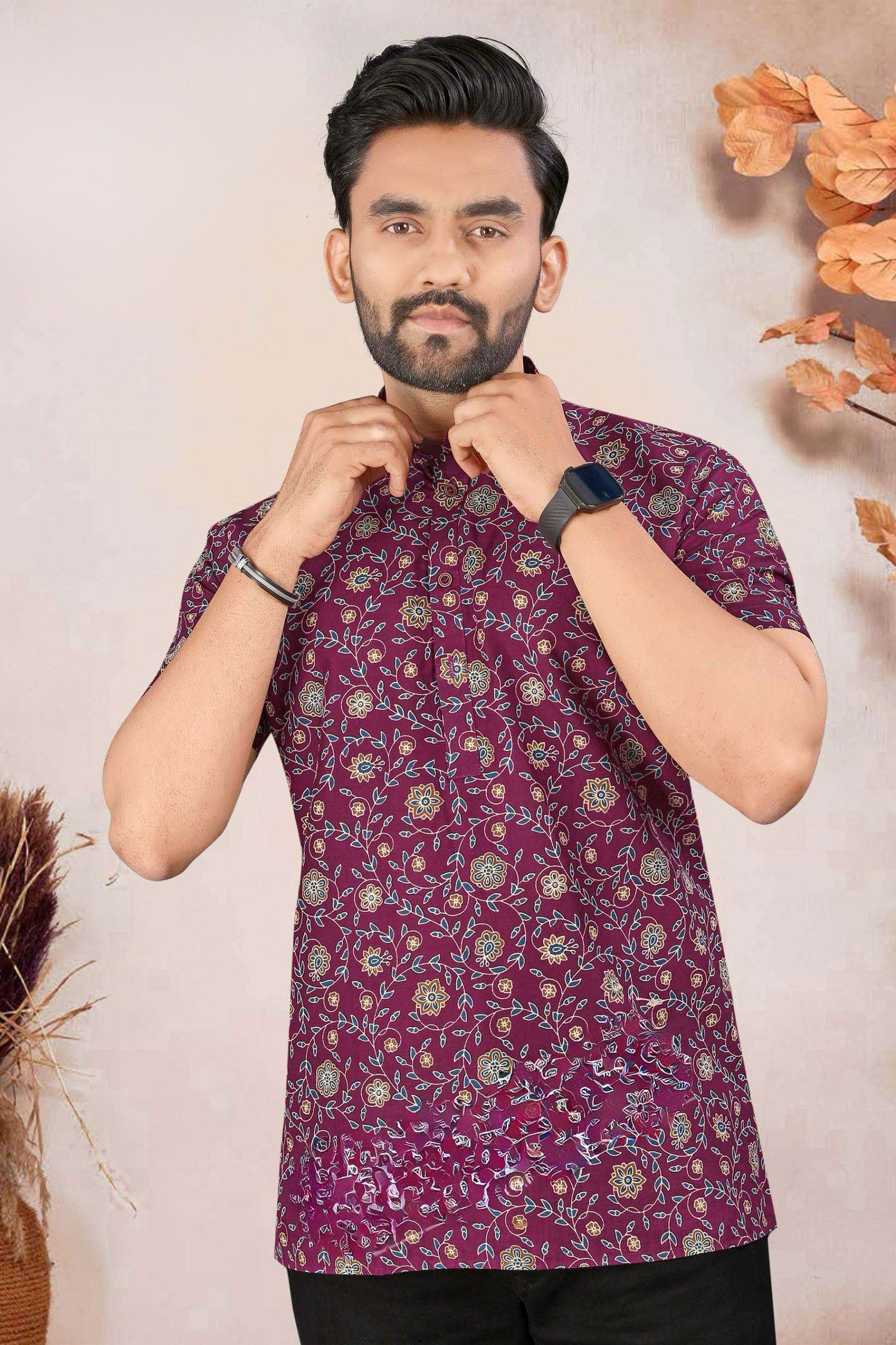 Mens Cotton Printed Kurta
