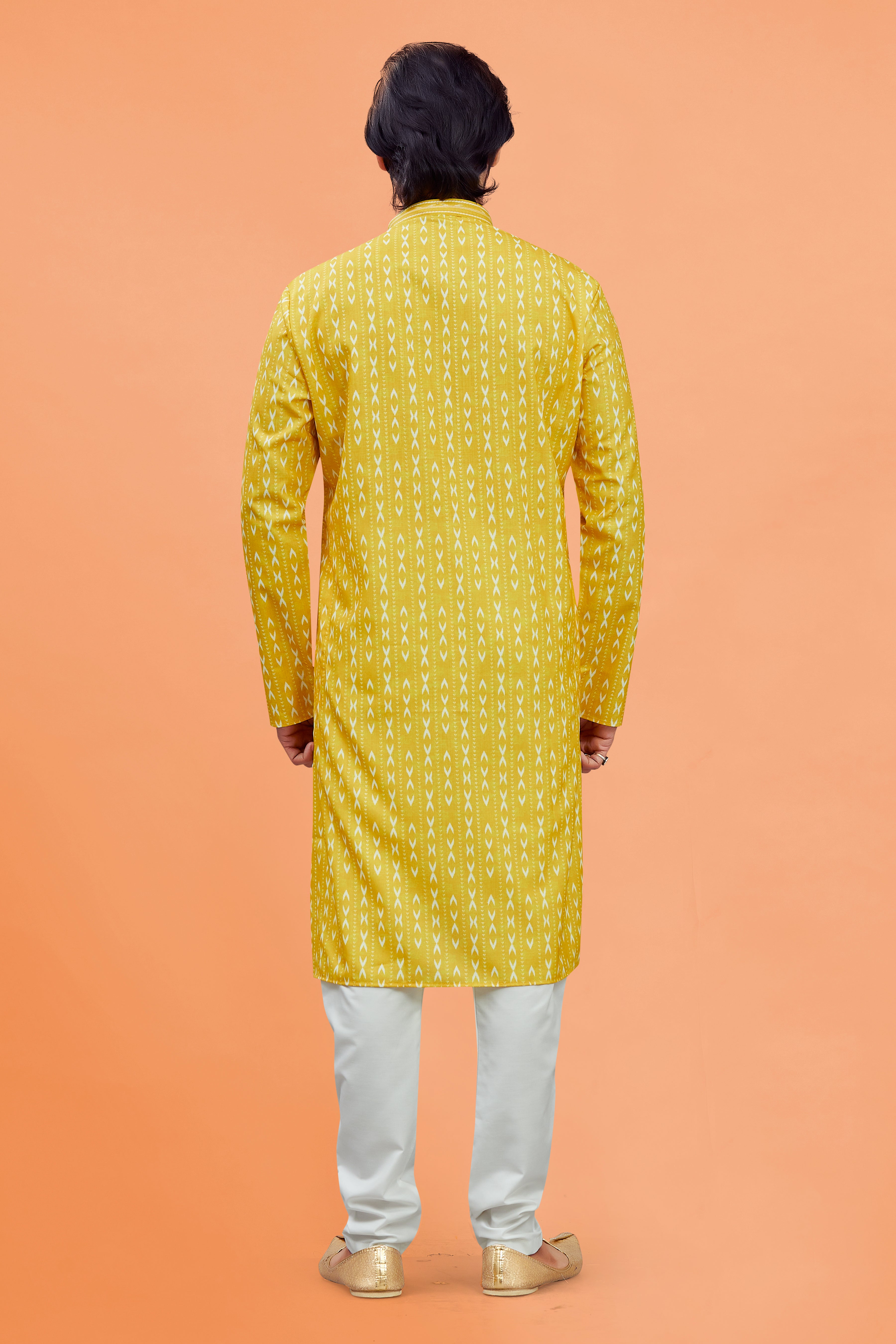 Mens Silk Printed Kurta Set - Roop Darshan