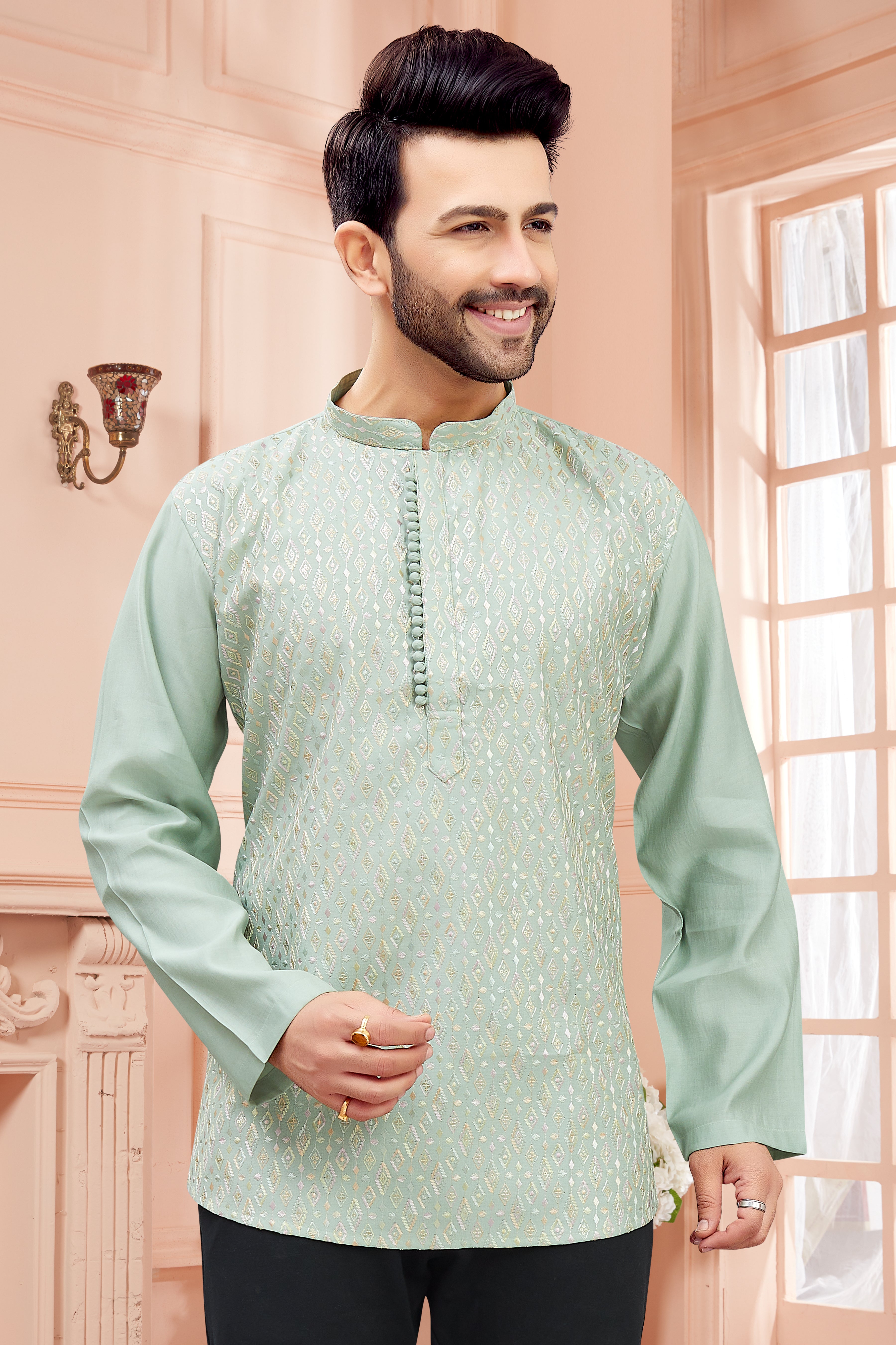 Mens Embroidered Kurta - Roop Darshan