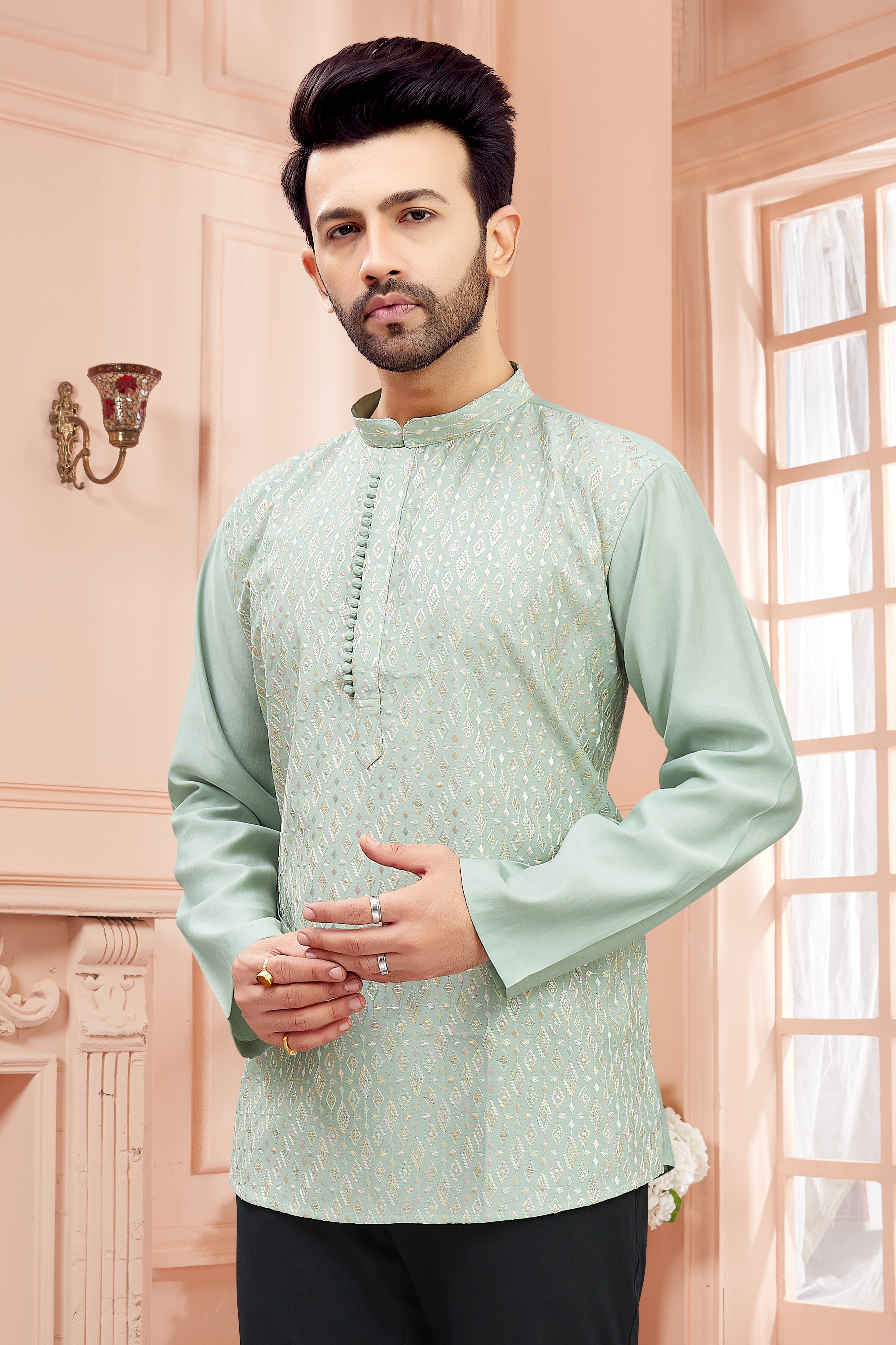 Mens Embroidered Kurta - Roop Darshan