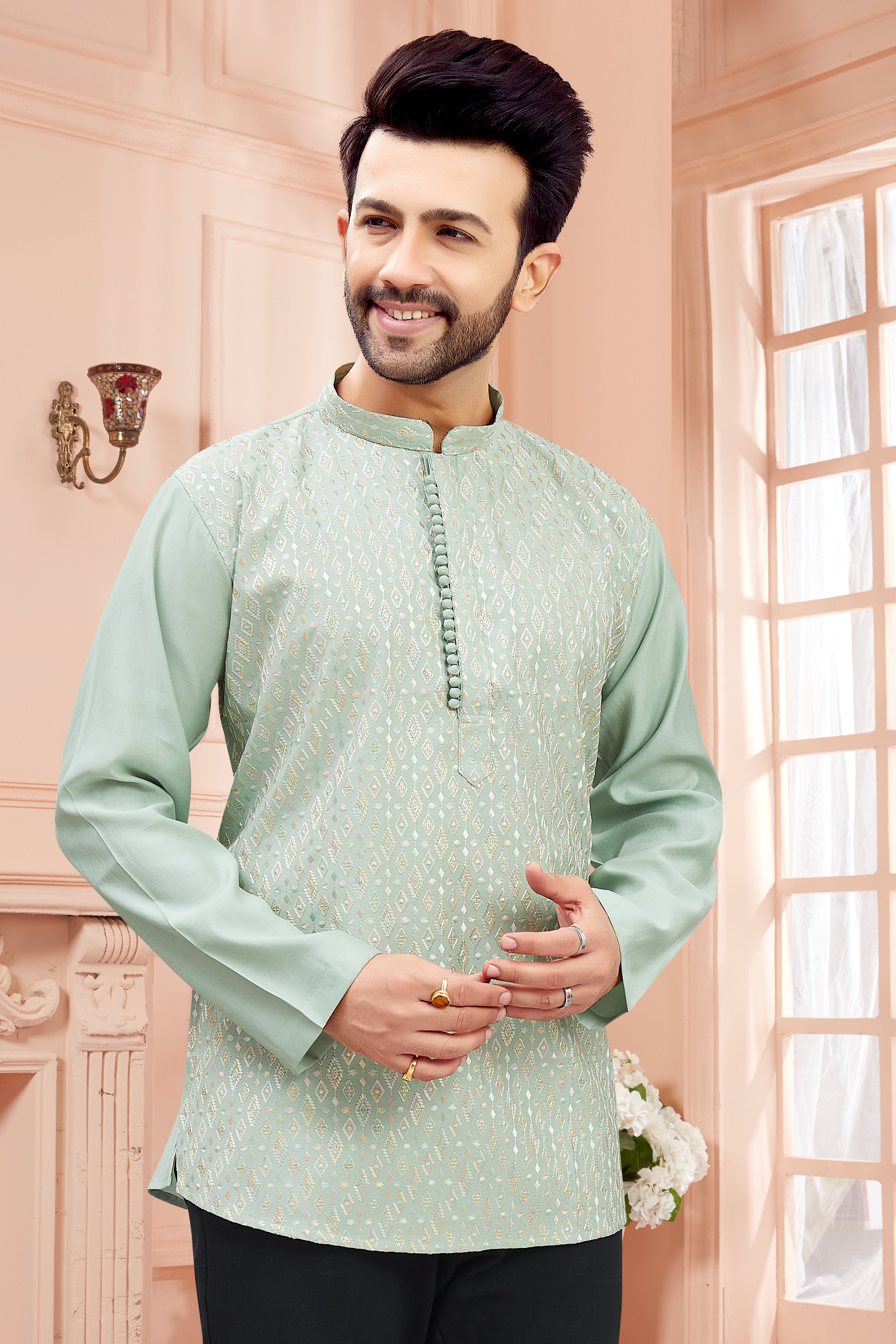 Mens Embroidered Kurta - Roop Darshan