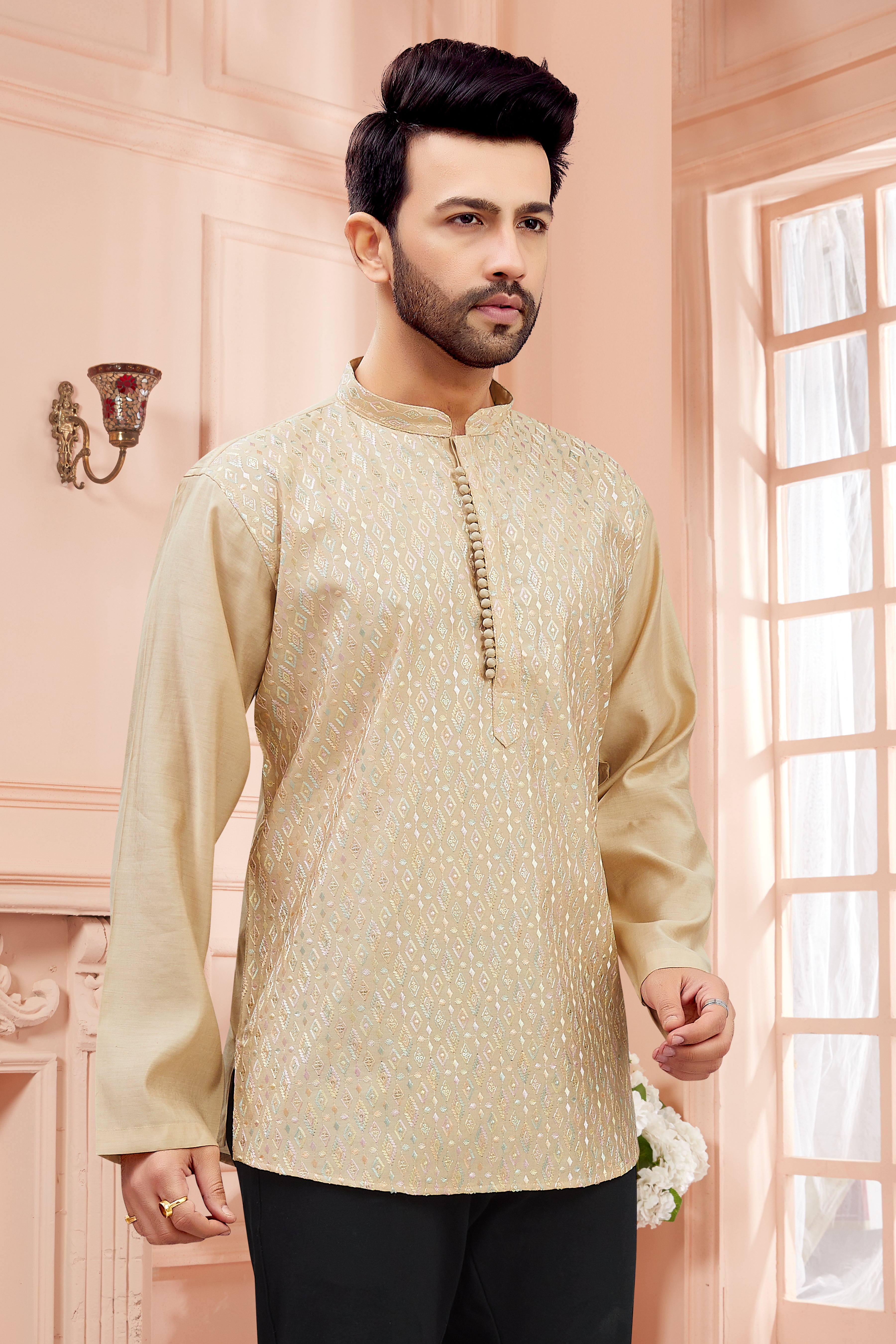 Mens Embroidered Kurta - Roop Darshan