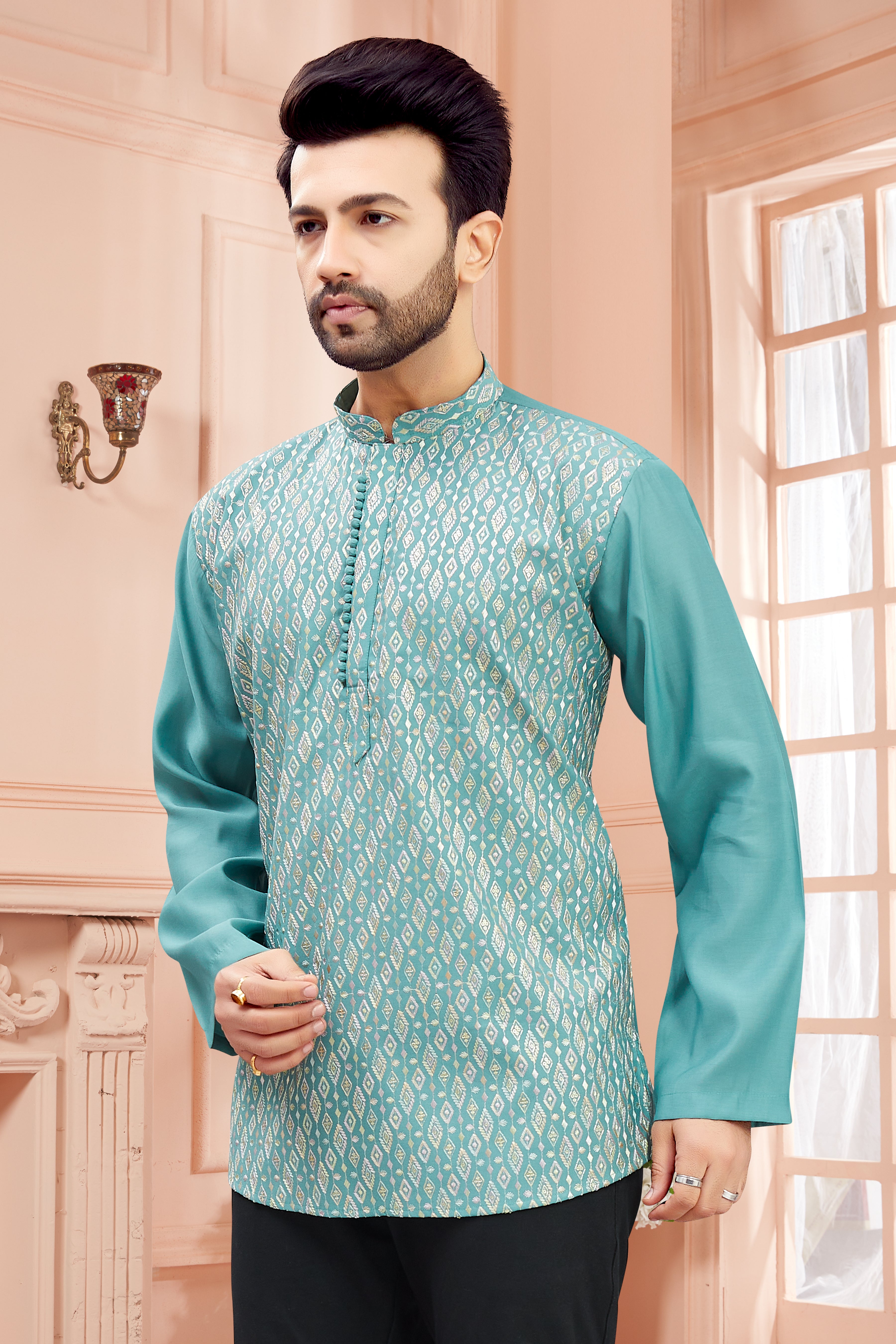 Mens Embroidered Kurta - Roop Darshan