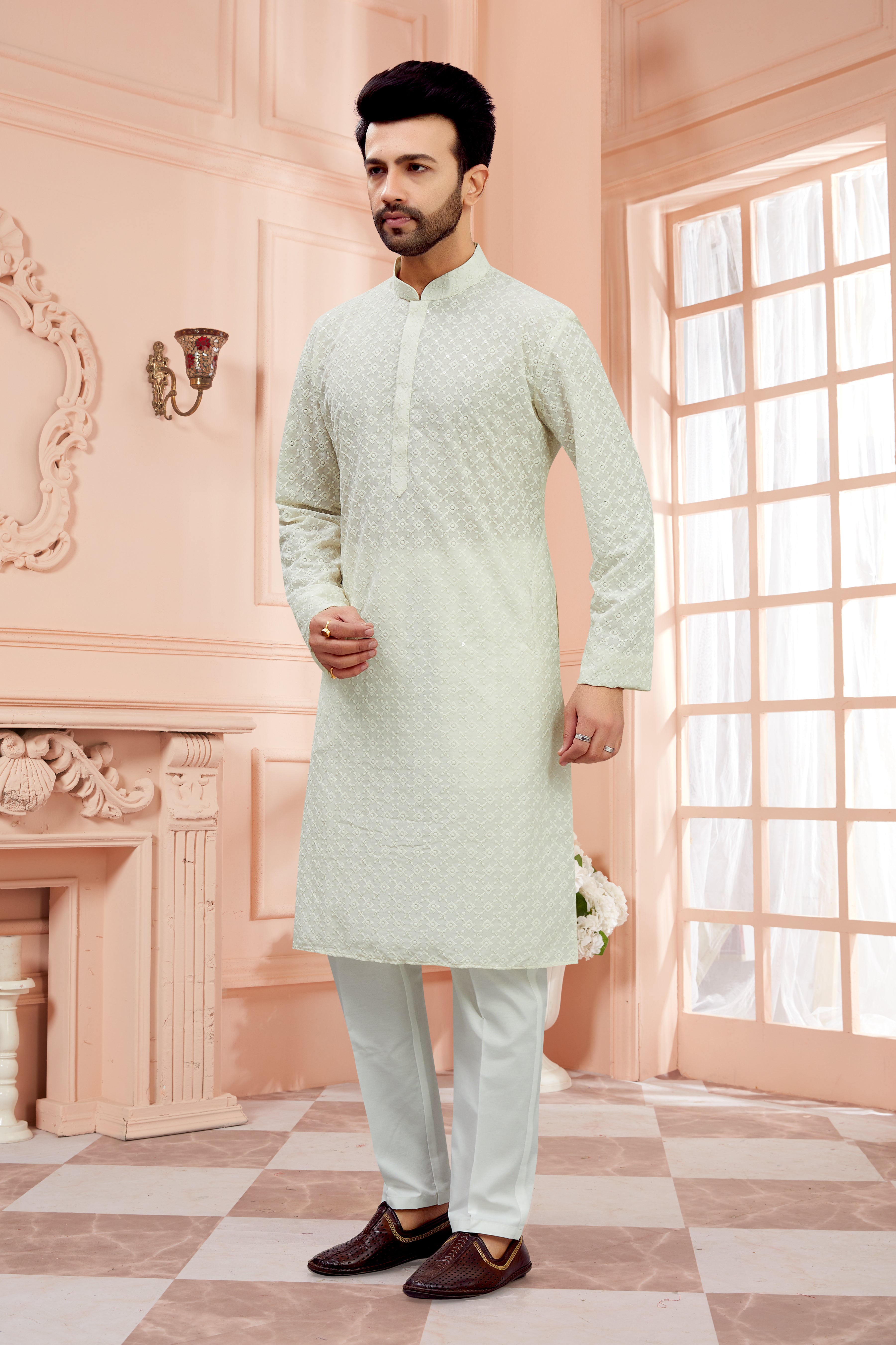 Mens Resham Kurta Set - Roop Darshan