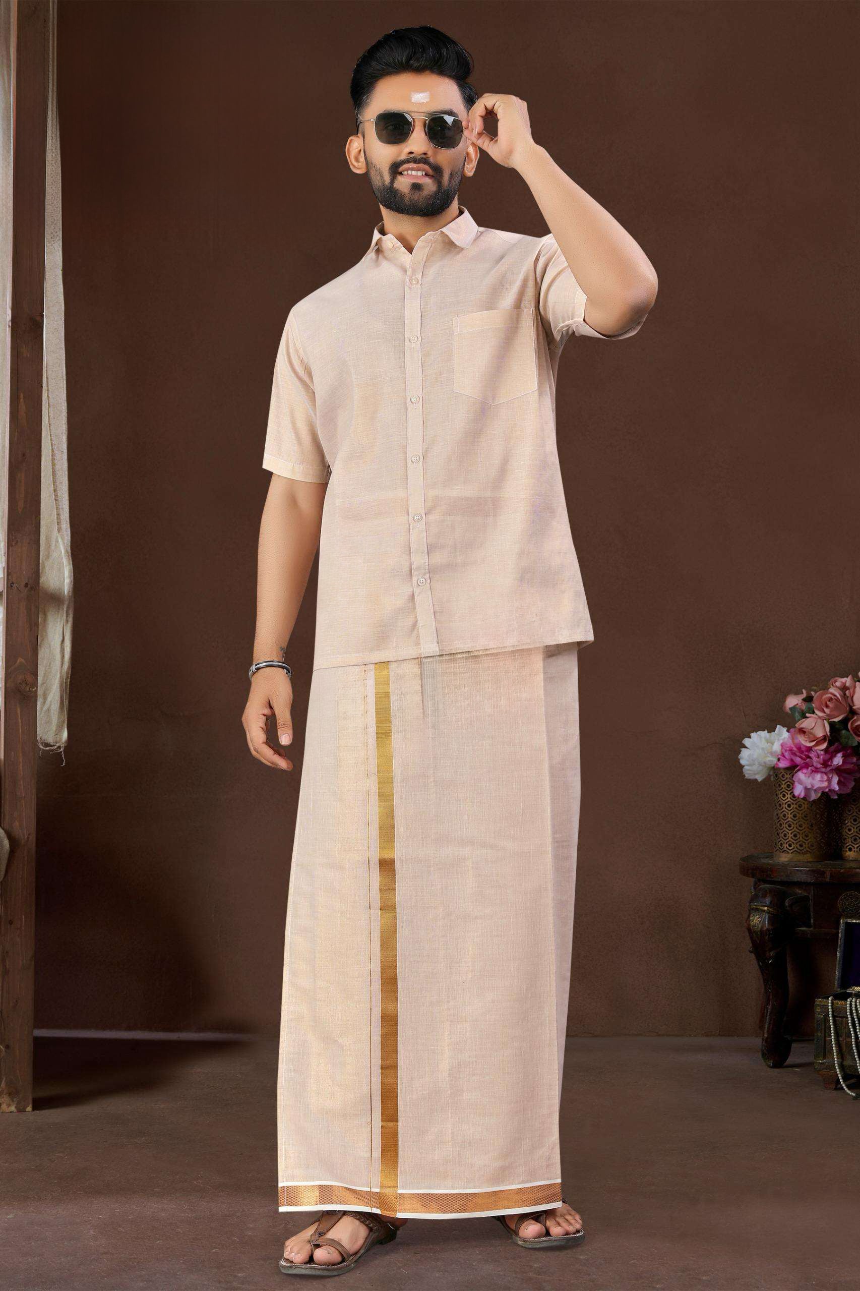 Mens Silk Dhoti Set
