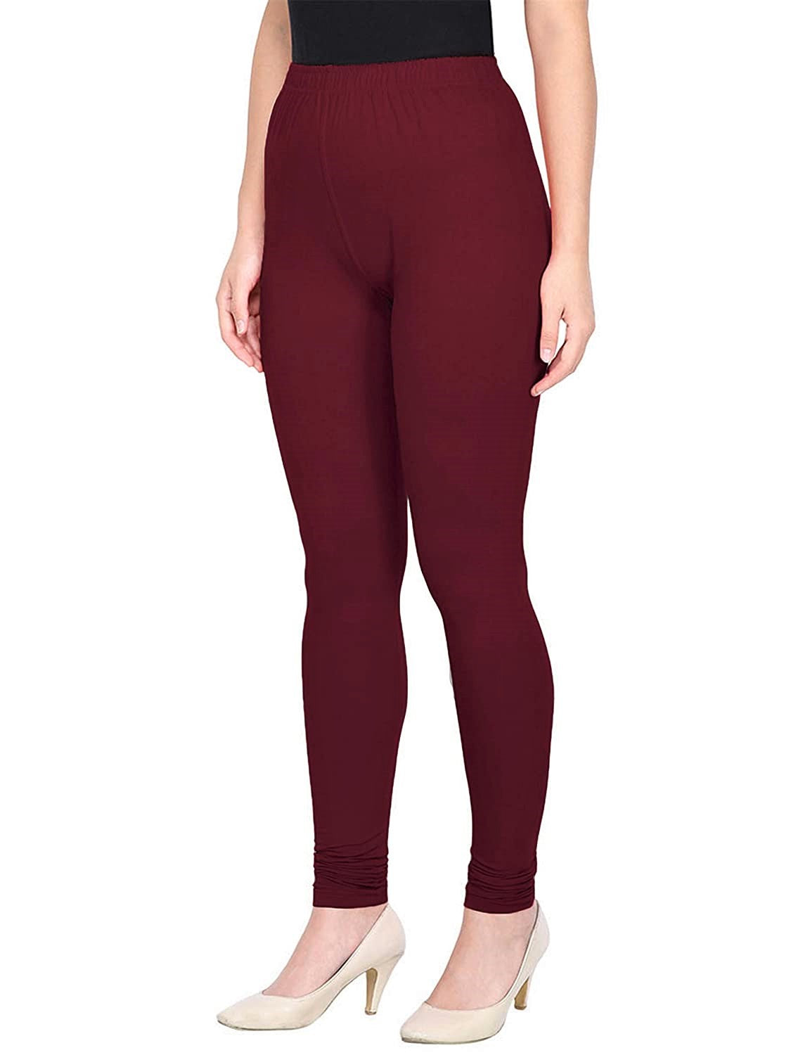Dark Maroon Cotton Lycra Leggings - Roop Darshan