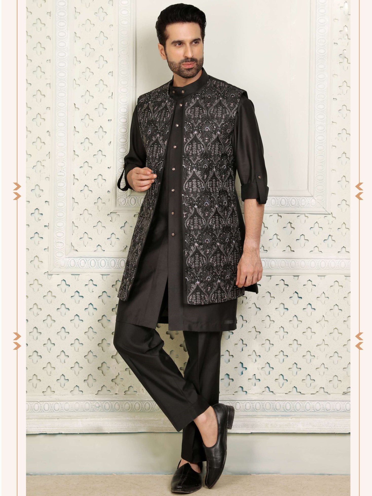 Kurta Payjama With Jacket - Roop Darshan