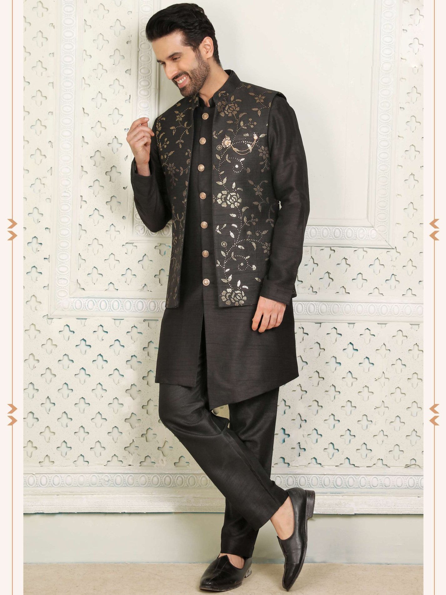 Kurta Payjama With Jacket - Roop Darshan