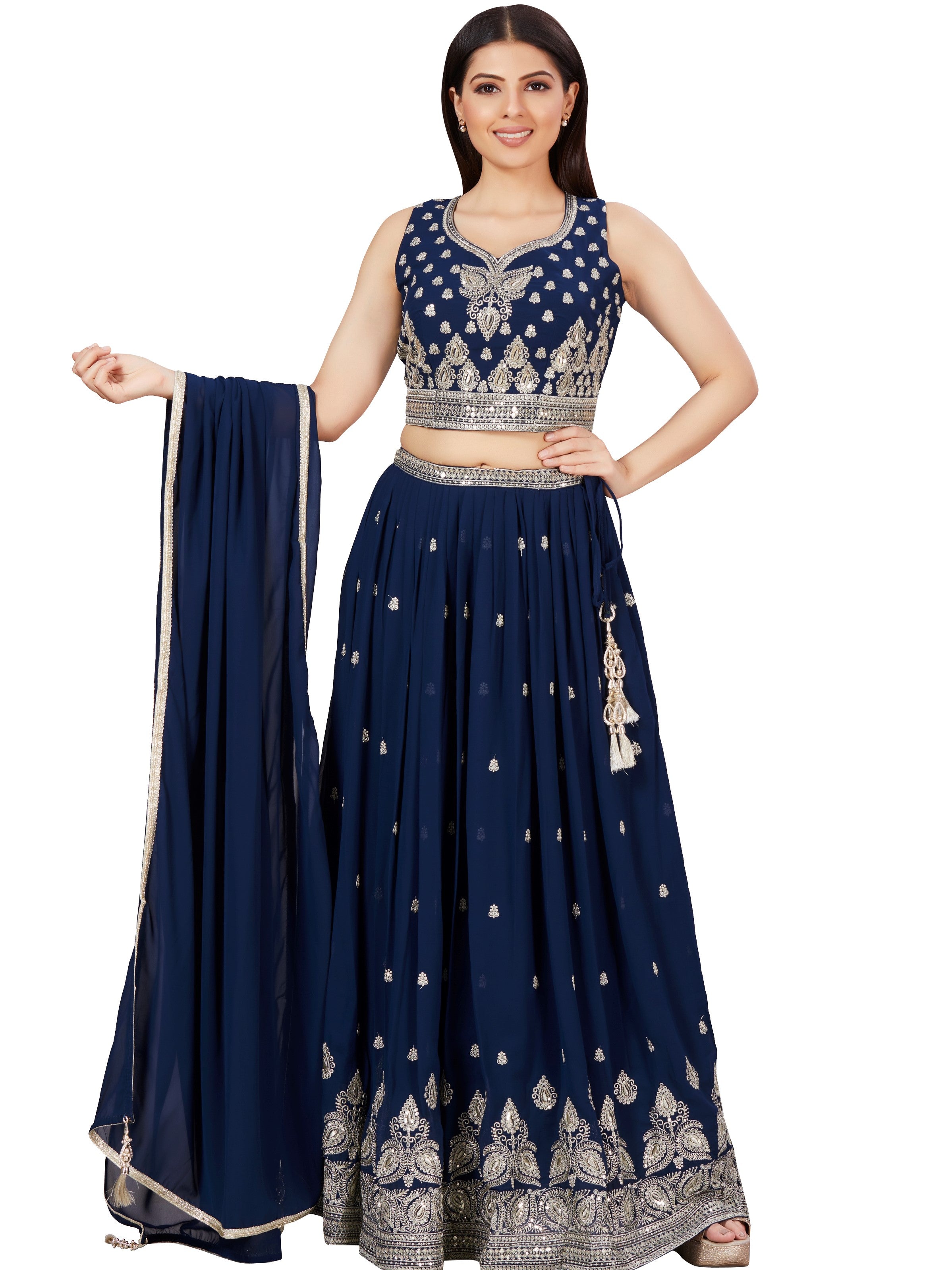 Neela Lehenga Choli - Roop Darshan