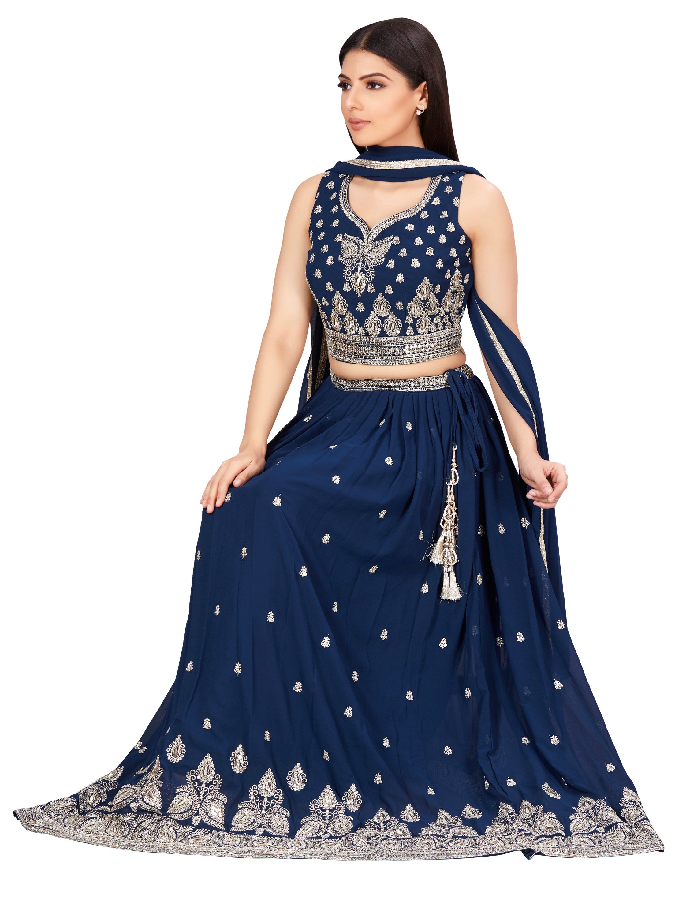 Neela Lehenga Choli - Roop Darshan
