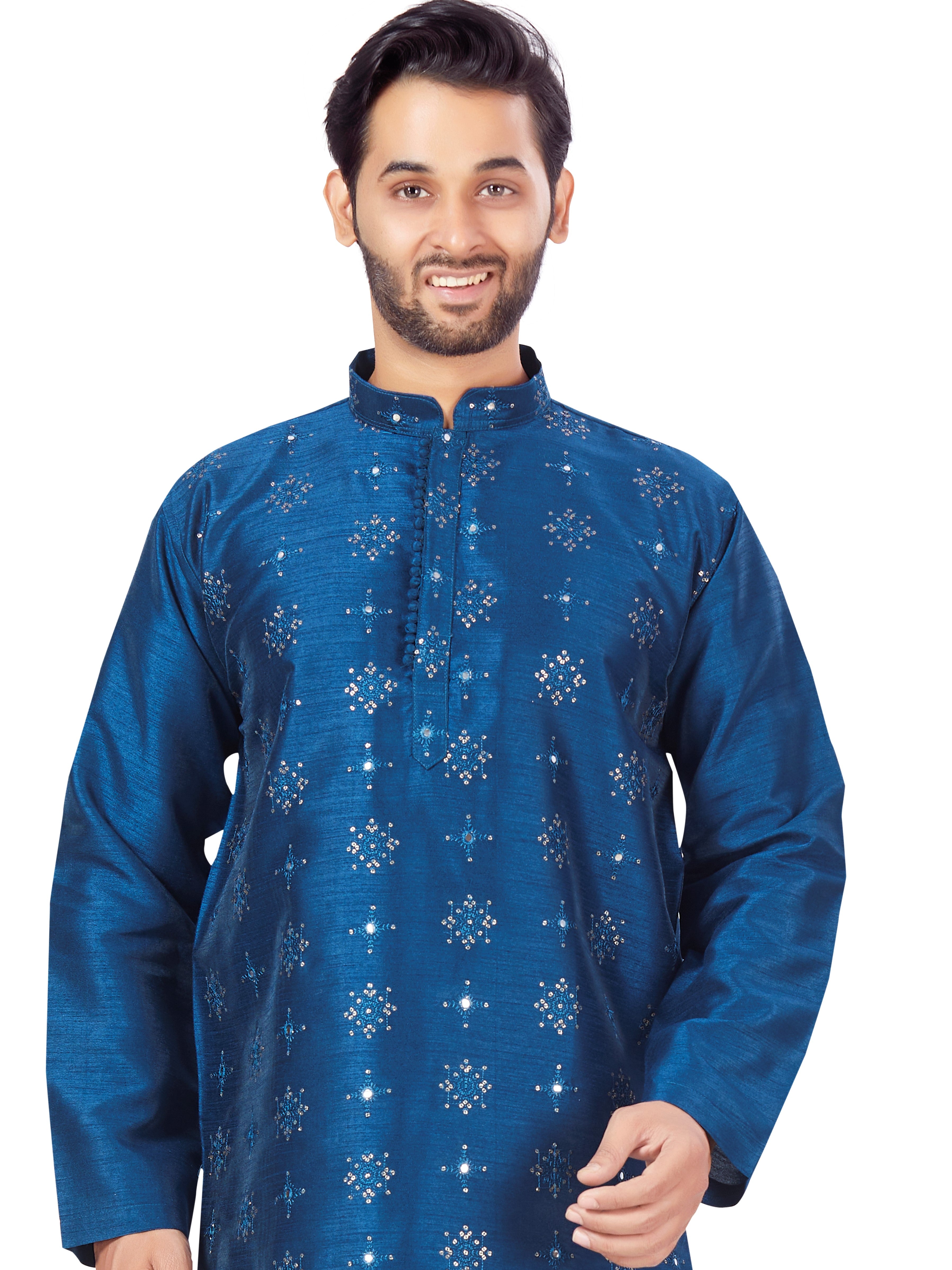 Mens Sequin Embroidered Kurti - Roop Darshan