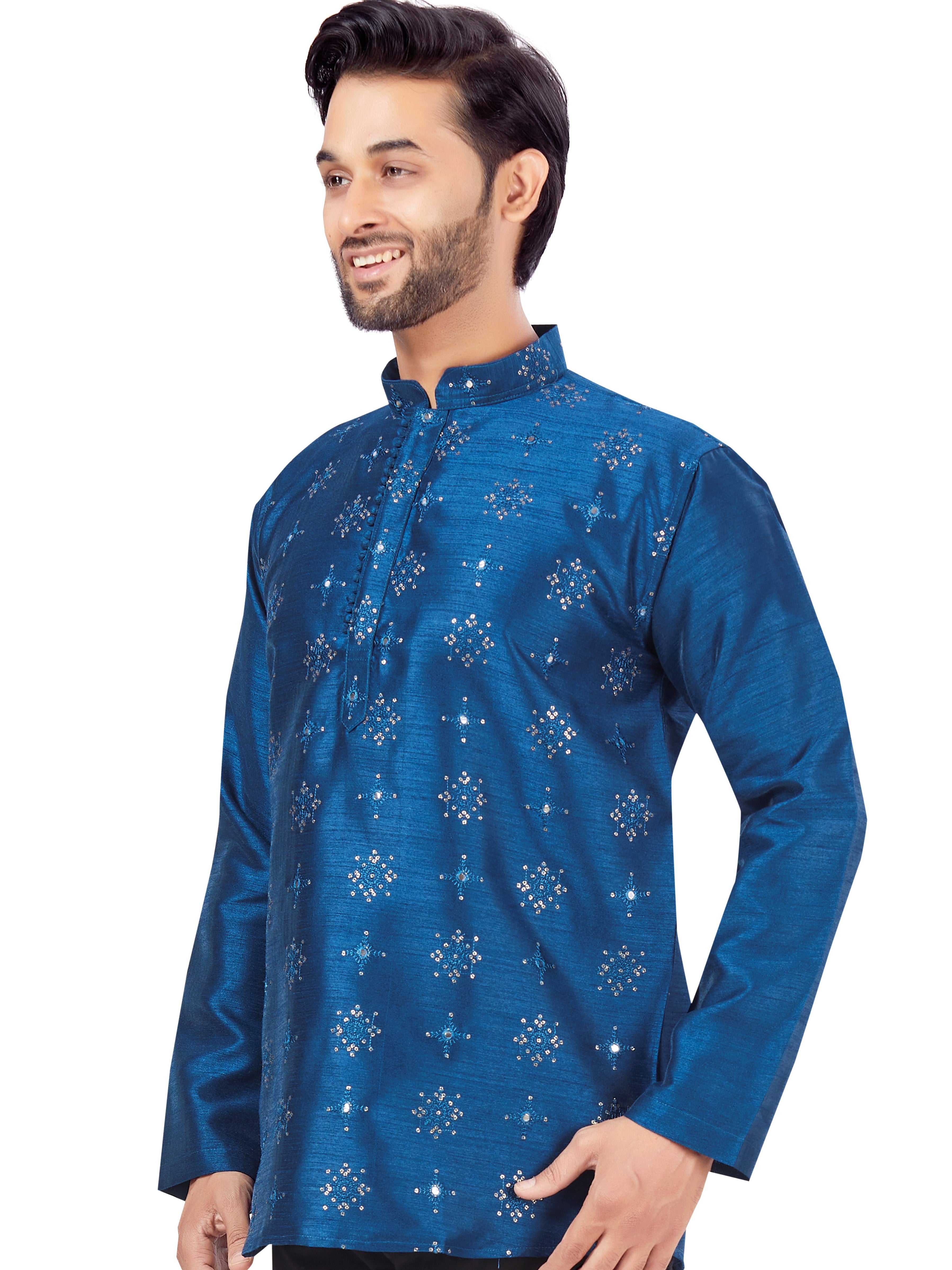 Mens Sequin Embroidered Kurti - Roop Darshan