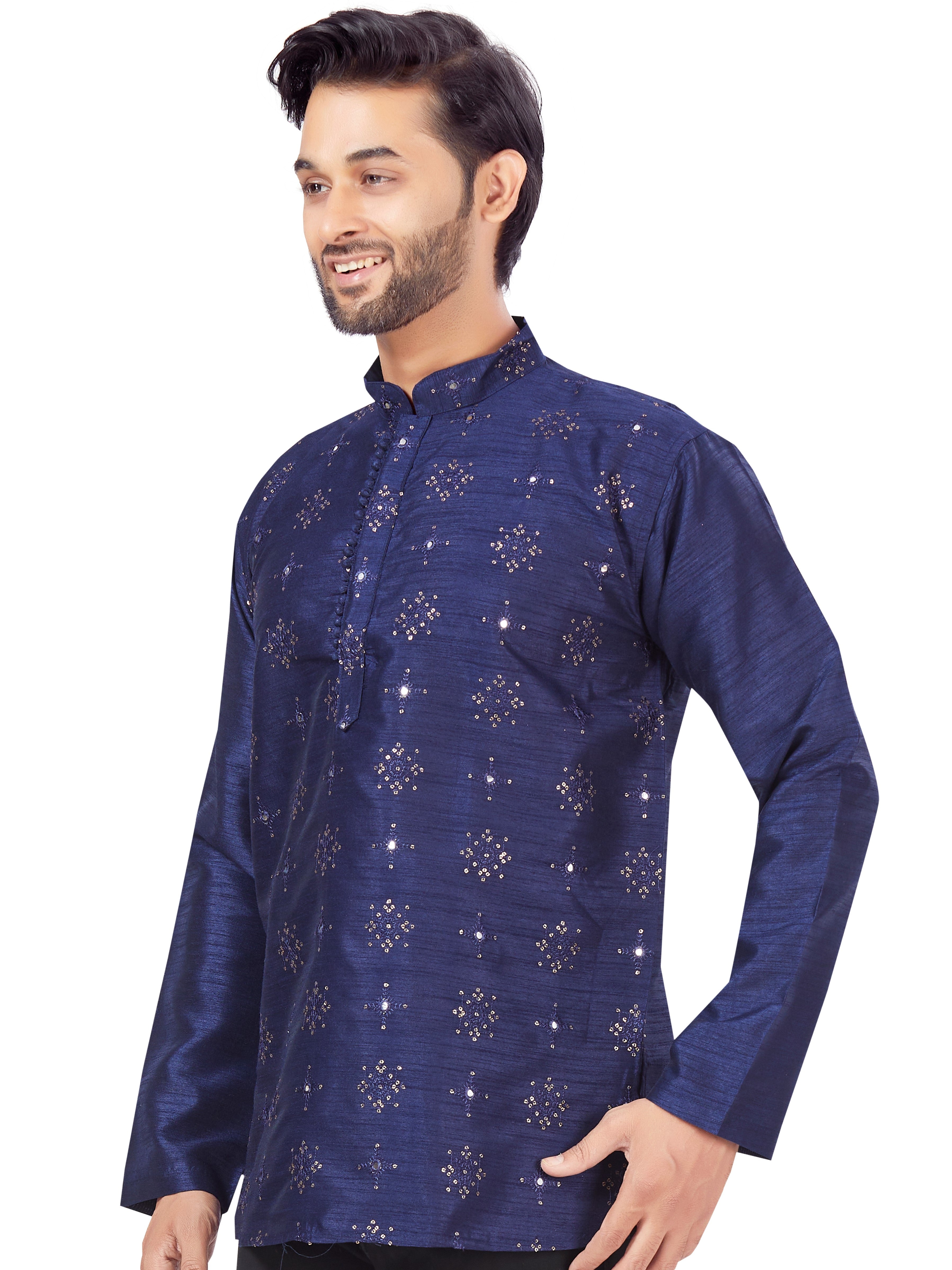 Mens Sequin Embroidered Kurti - Roop Darshan