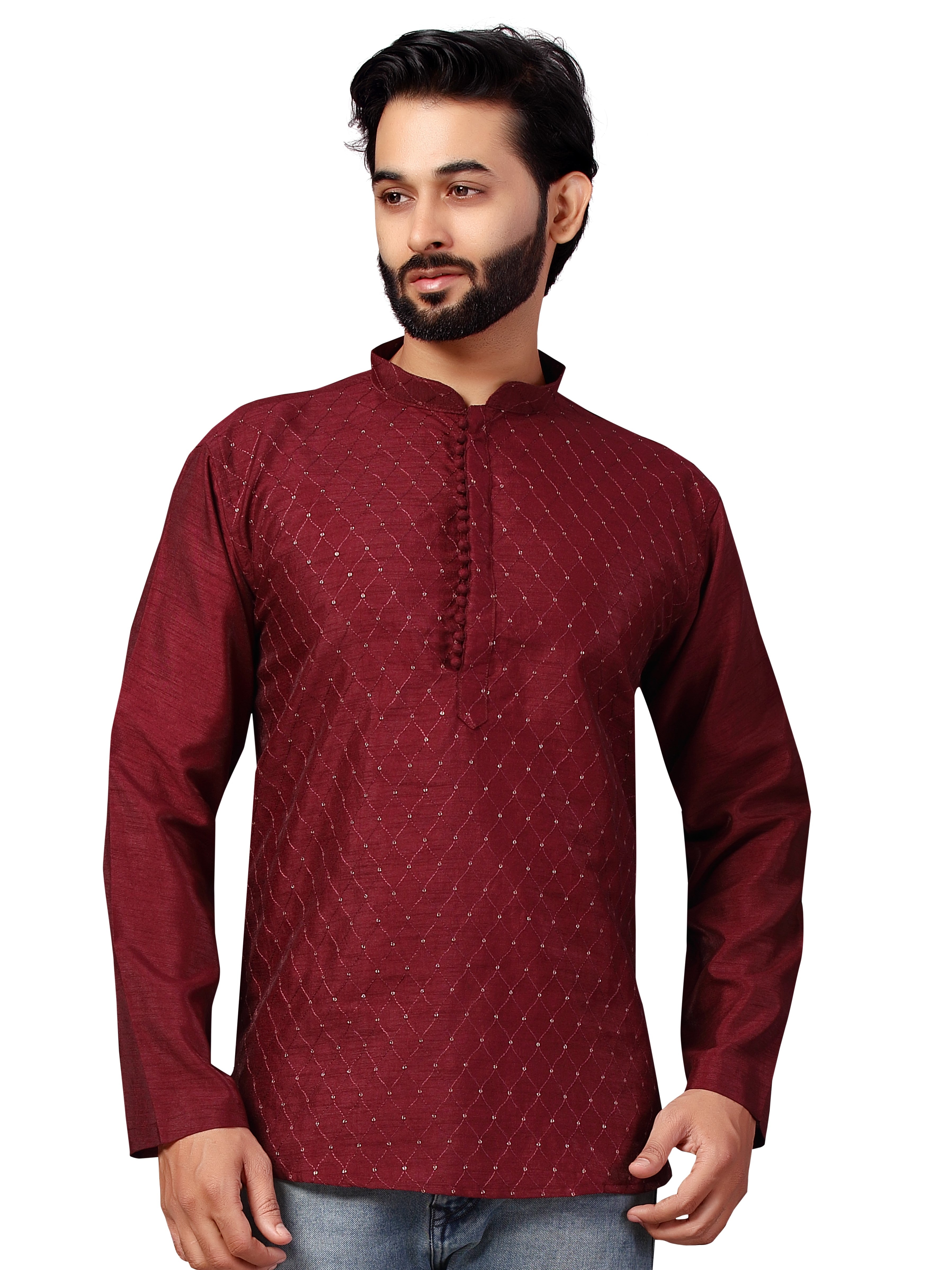 Mens Tiki Embroidered Kurti - Roop Darshan