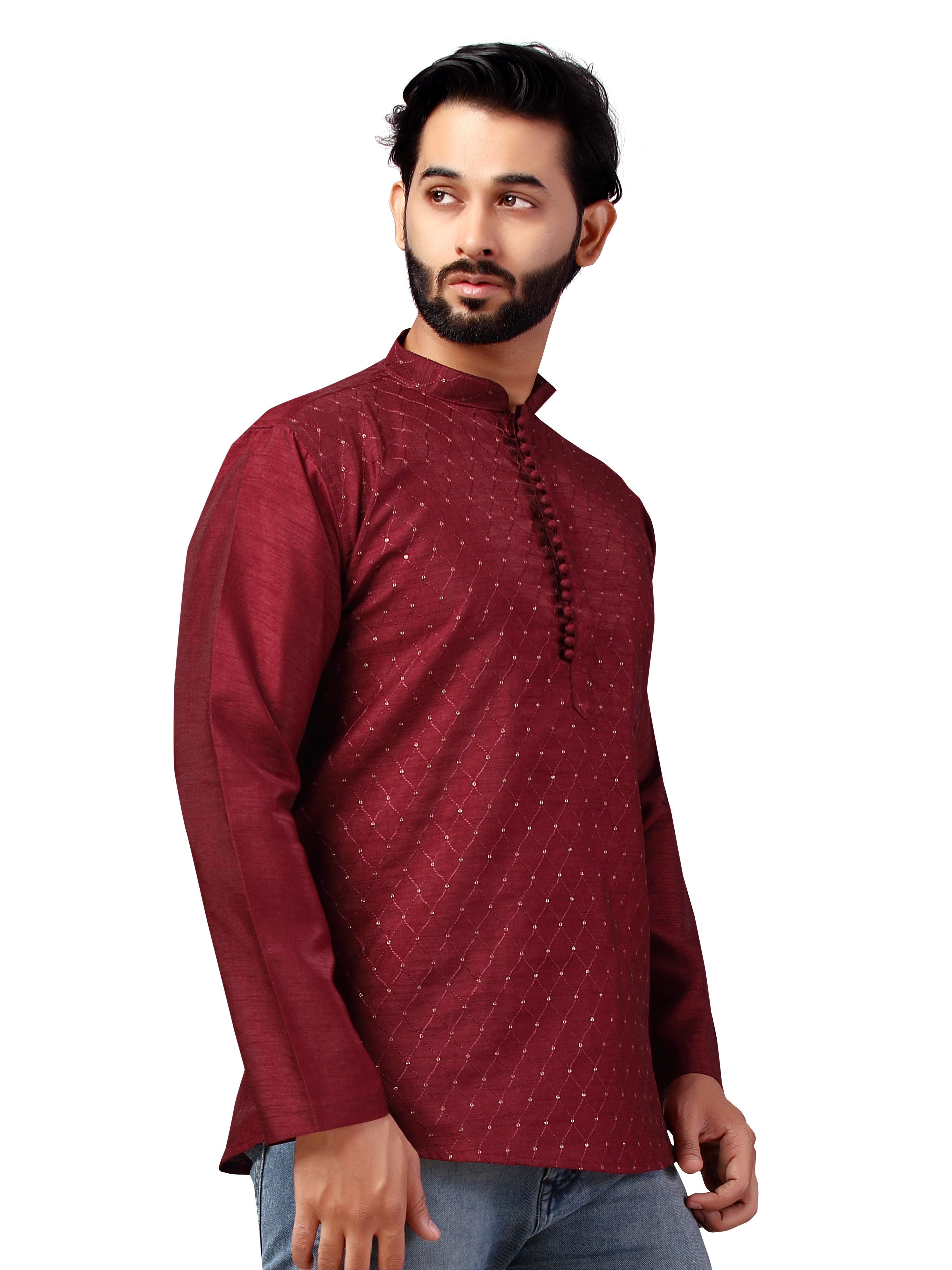 Mens Tiki Embroidered Kurti - Roop Darshan