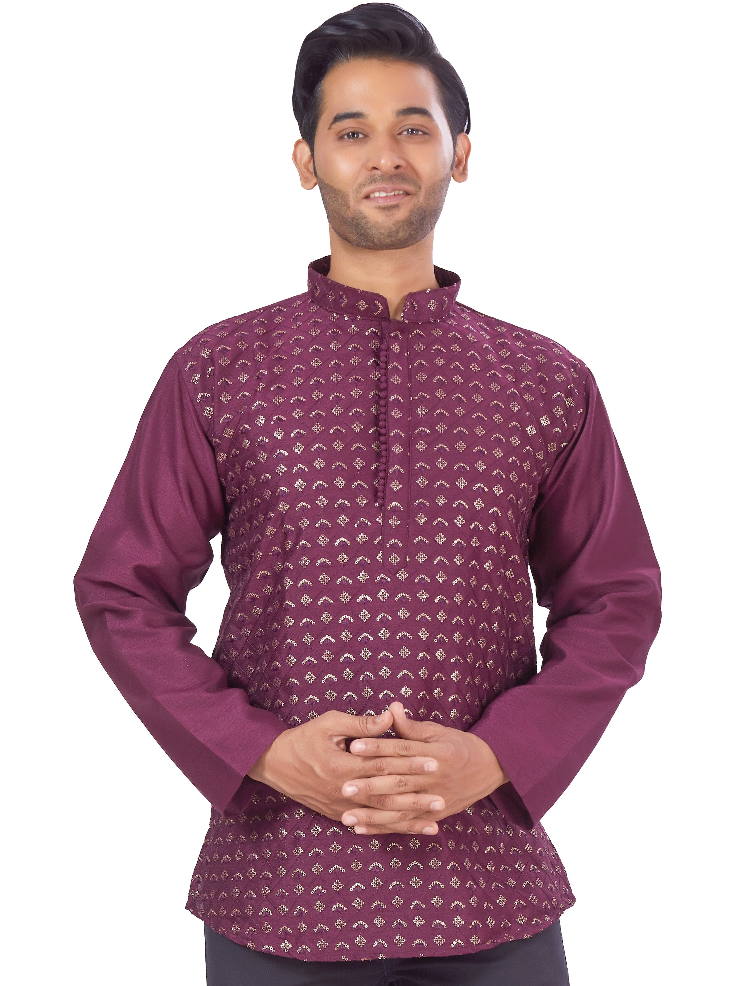 Mens Sequin Embroidered Kurti - Roop Darshan