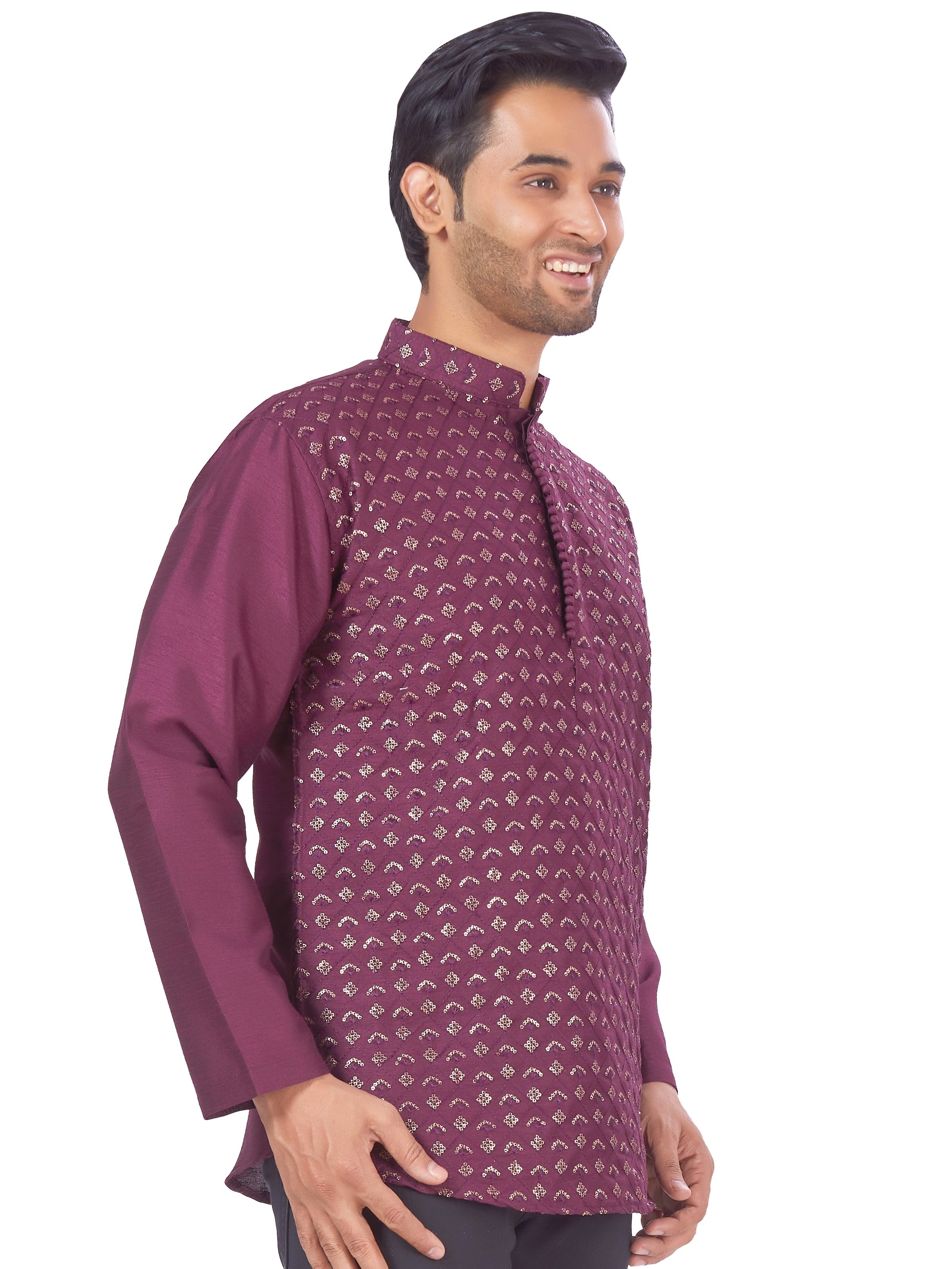 Mens Sequin Embroidered Kurti - Roop Darshan