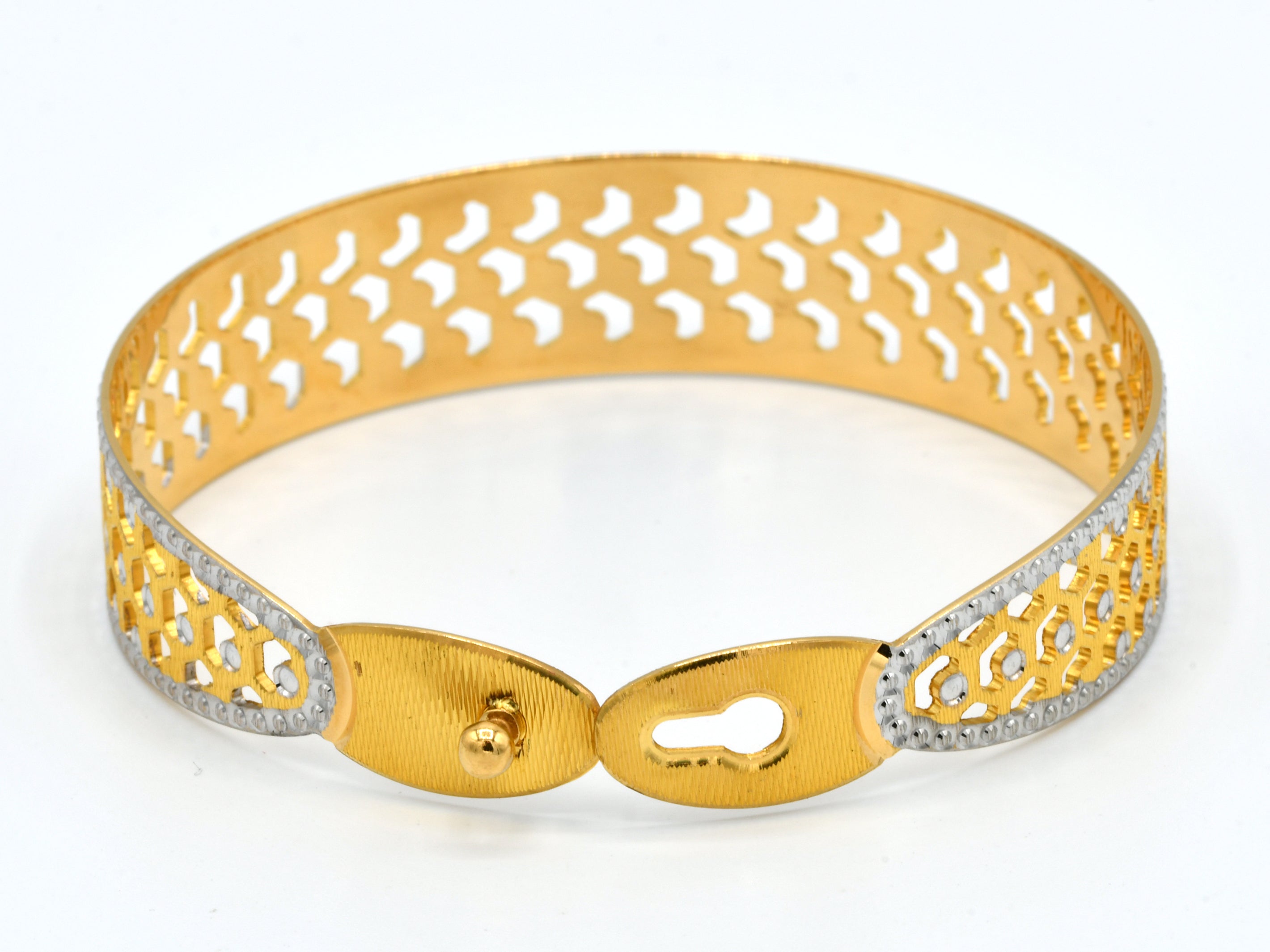 22ct Gold Two Tone 1 Piece Bangle - Roop Darshan