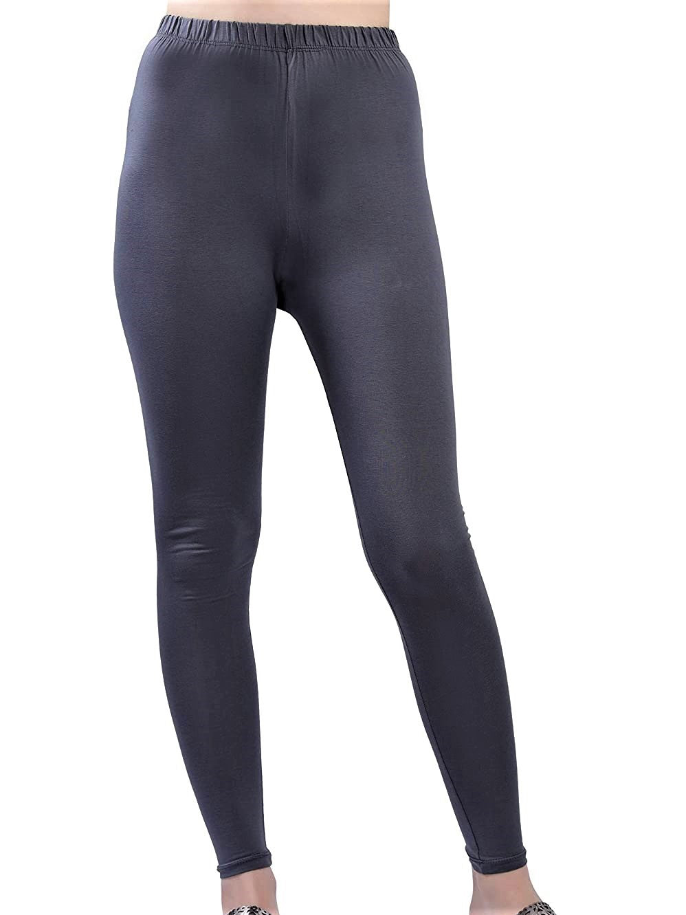 Dark Grey Plain Cotton Lycra Leggings - Roop Darshan